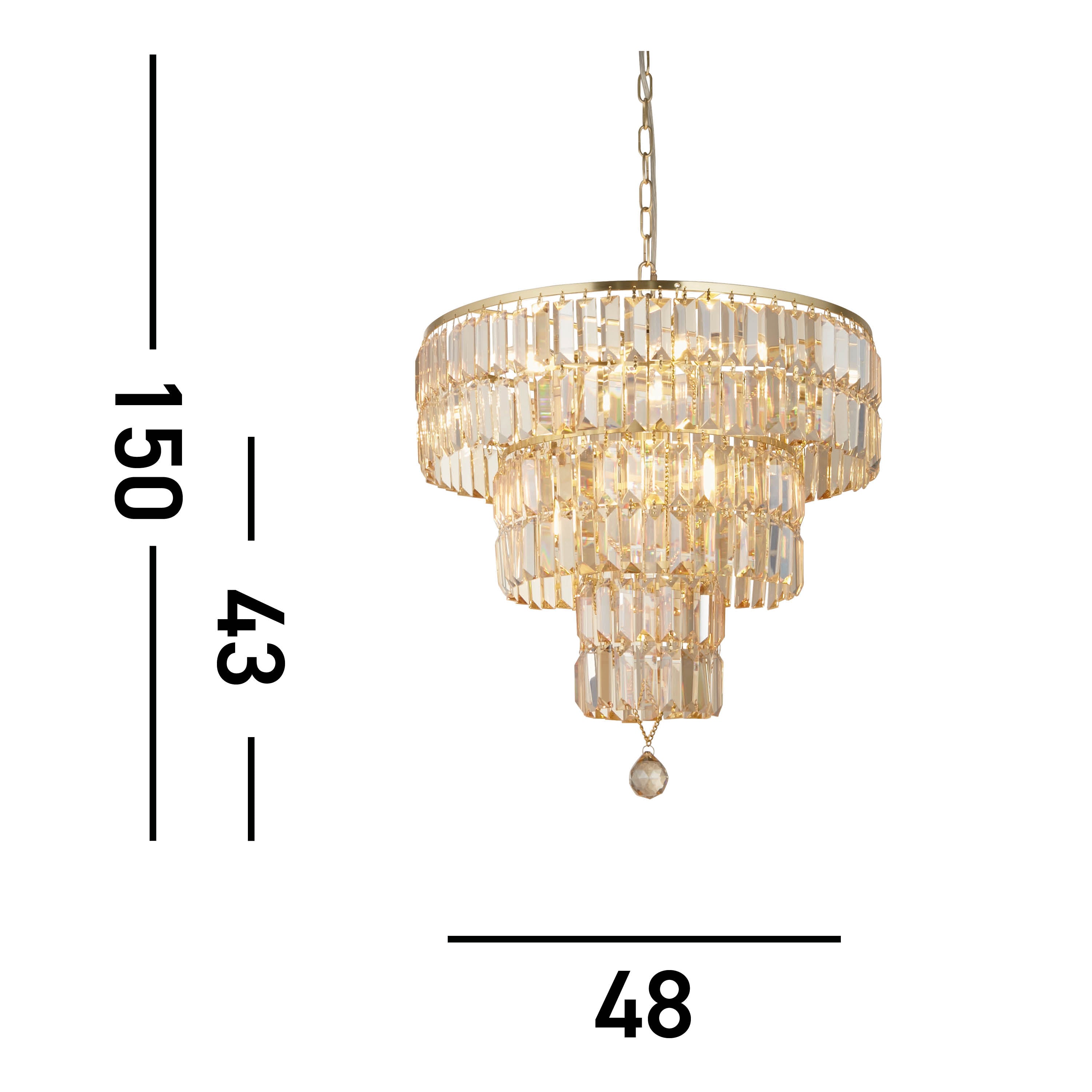 Searchlight Empire 5 Light Brass & Champagne Glass Chandelier