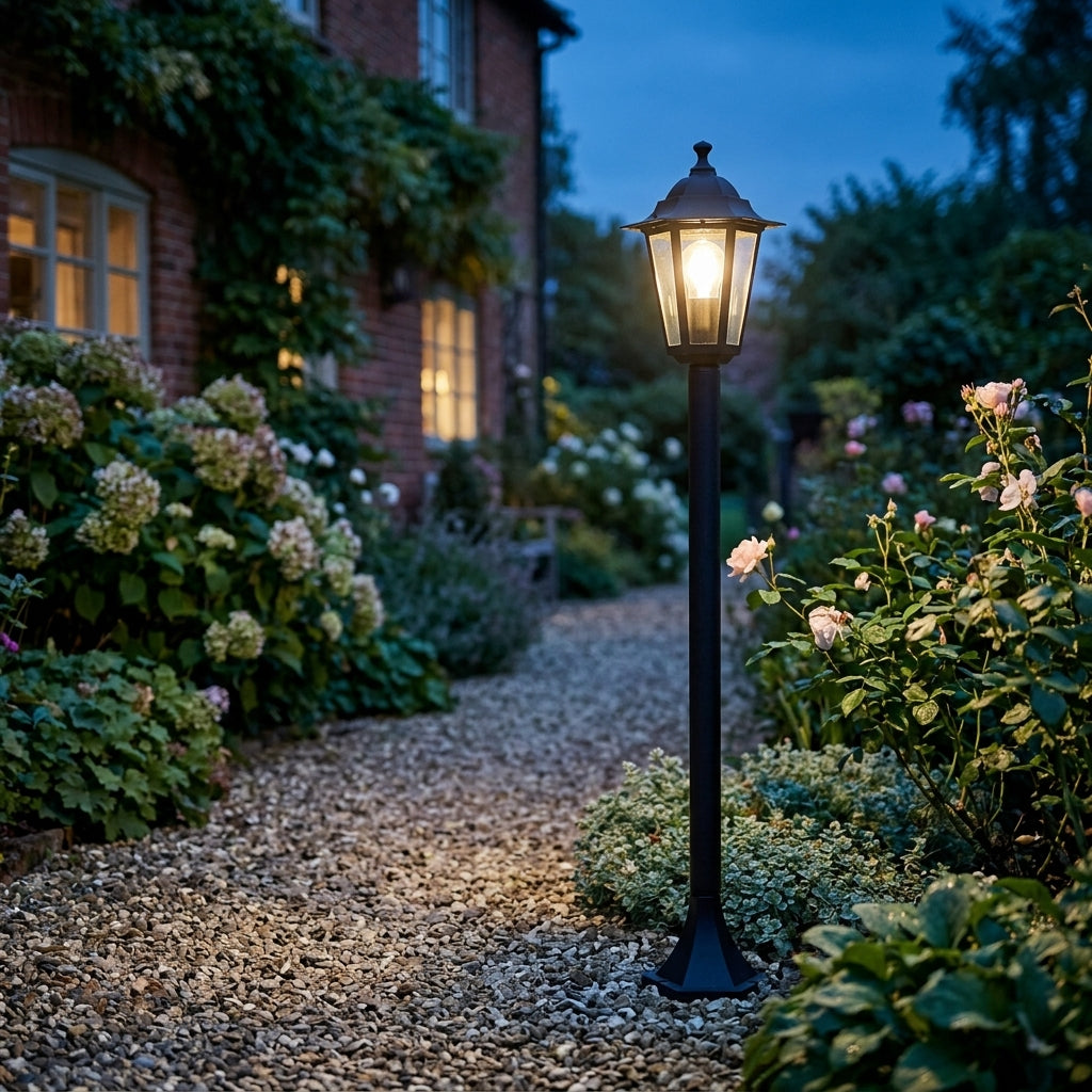 Eglo Laterna 4 Black Aluminium Outdoor Lamp Post - IP44