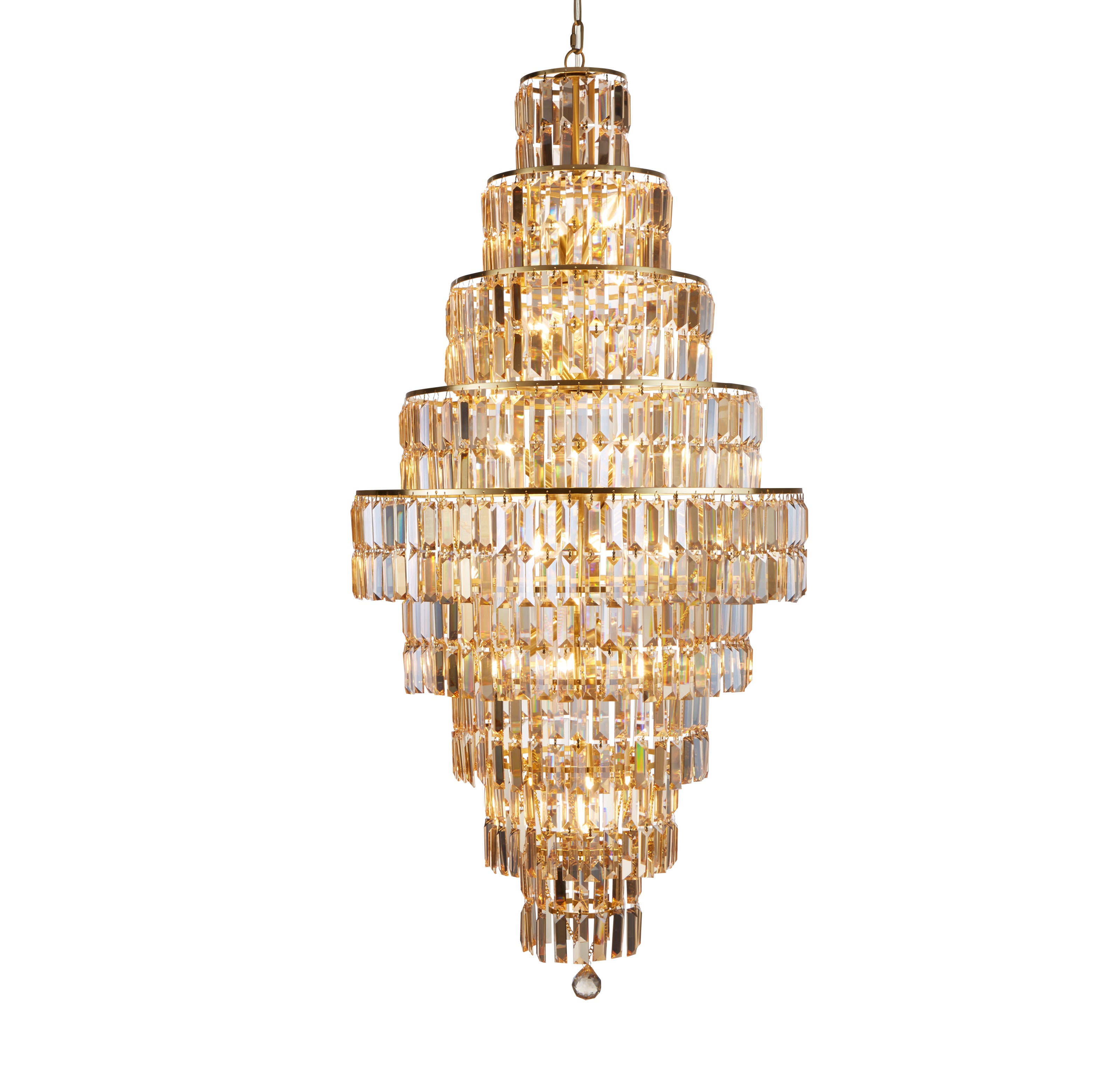 Searchlight Empire 13 Light Brass & Champagne Glass Chandelier