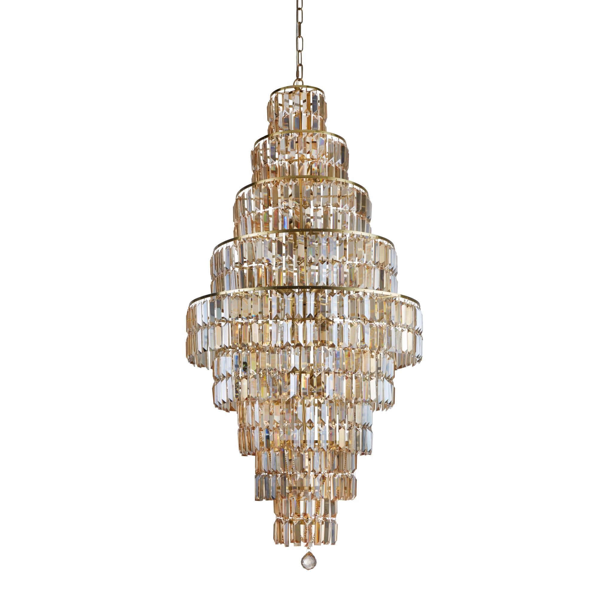 Searchlight Empire 13 Light Brass & Champagne Glass Chandelier