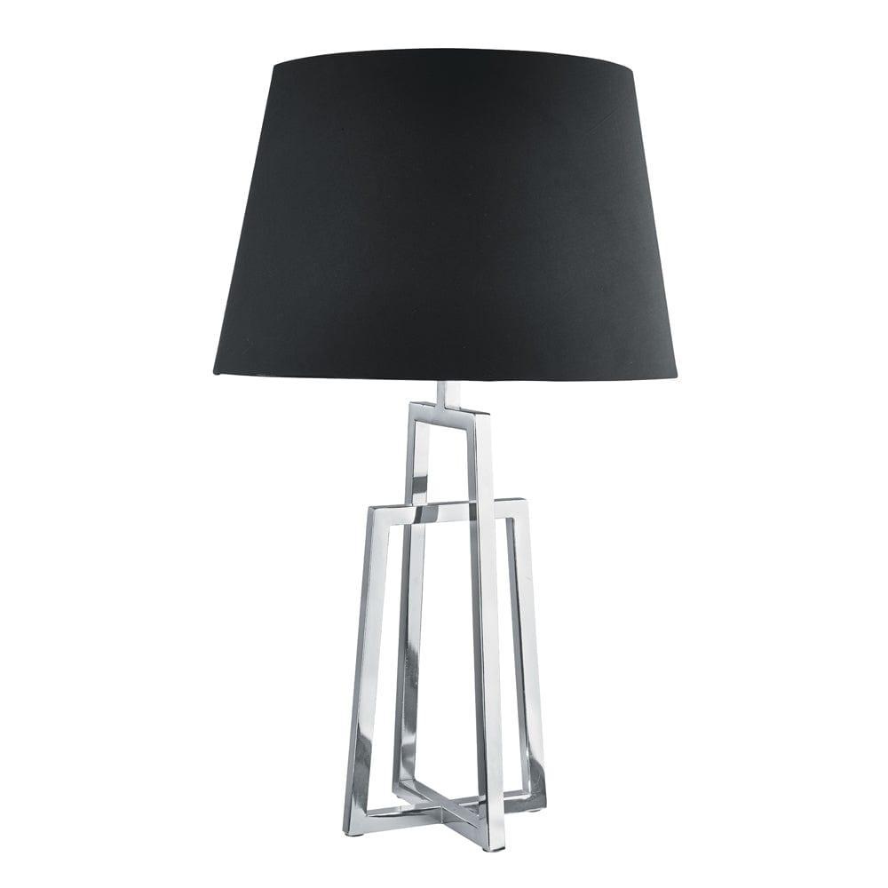 York Chrome Crossed Frame Table Lamp - Black Shade-OB-180926