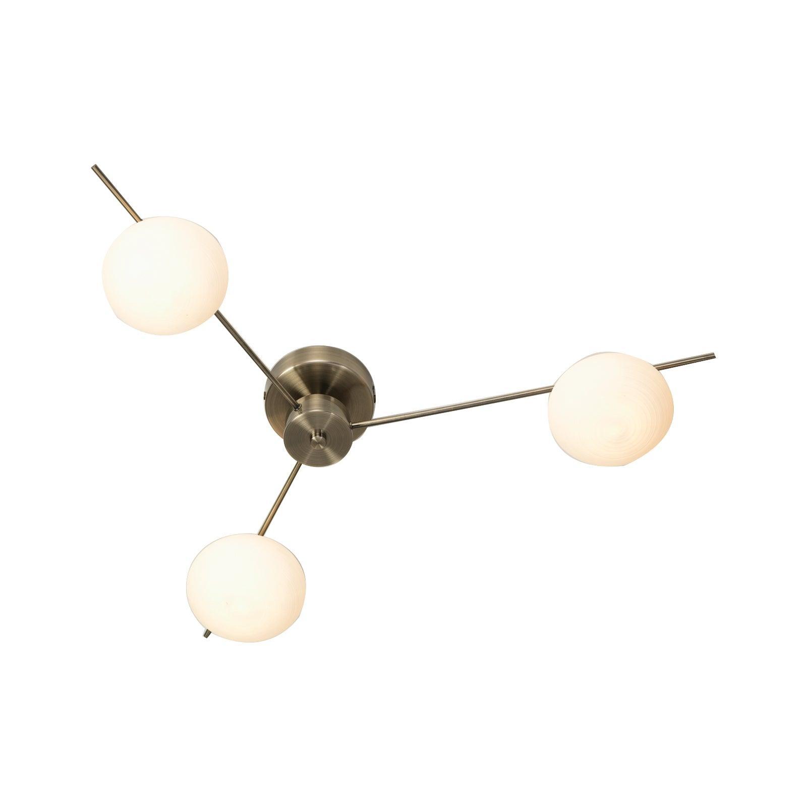 Ruse 3 Light Antique Brass Semi-flush Ceiling Light-OPEN-BOX-50-240626