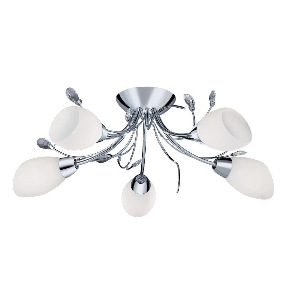 Gardenia 5 Light Chrome & Crystal Ceiling Flush-clearance