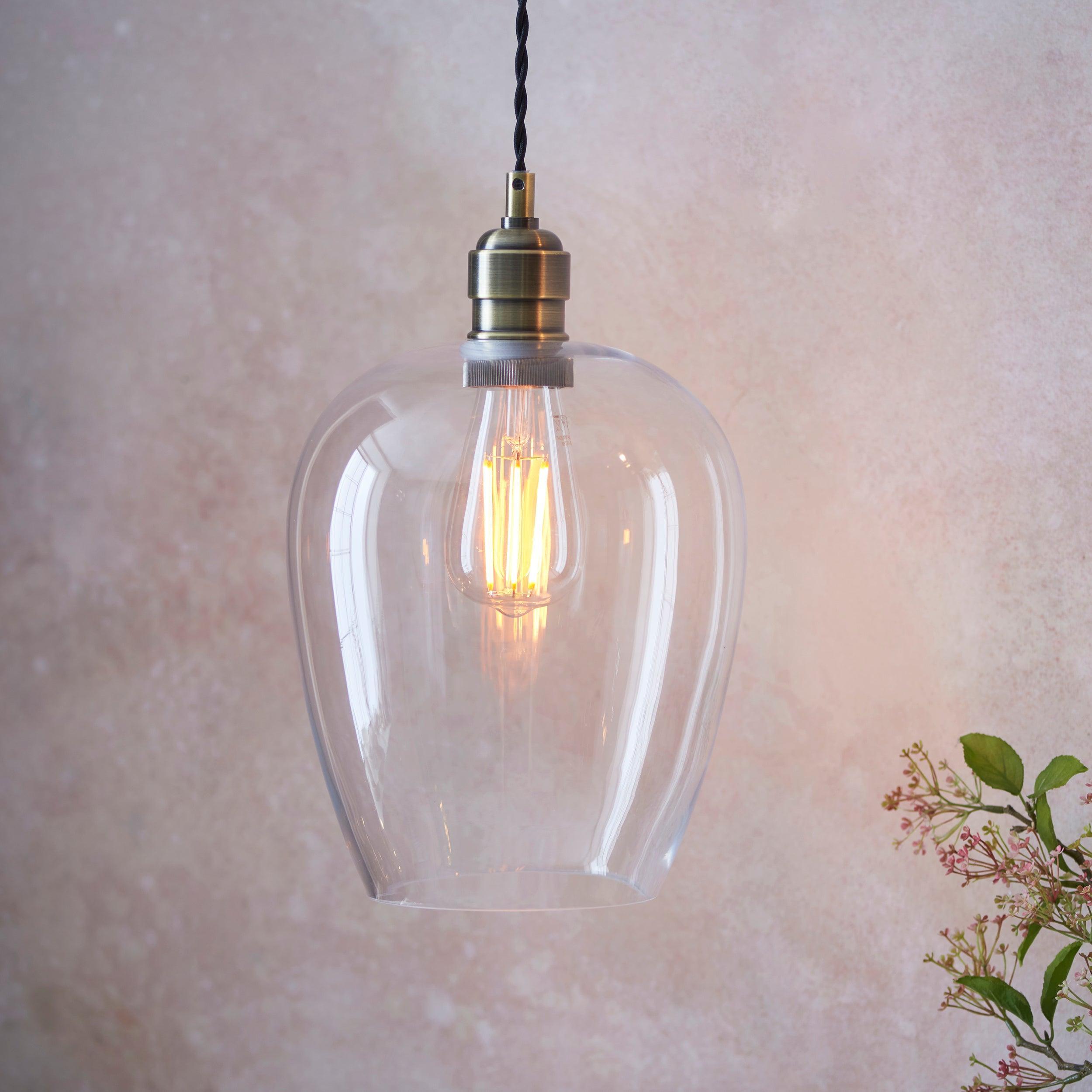 Island Brass & Glass Shade Art Deco Pendant Light-OPEN-BOX-50-040626