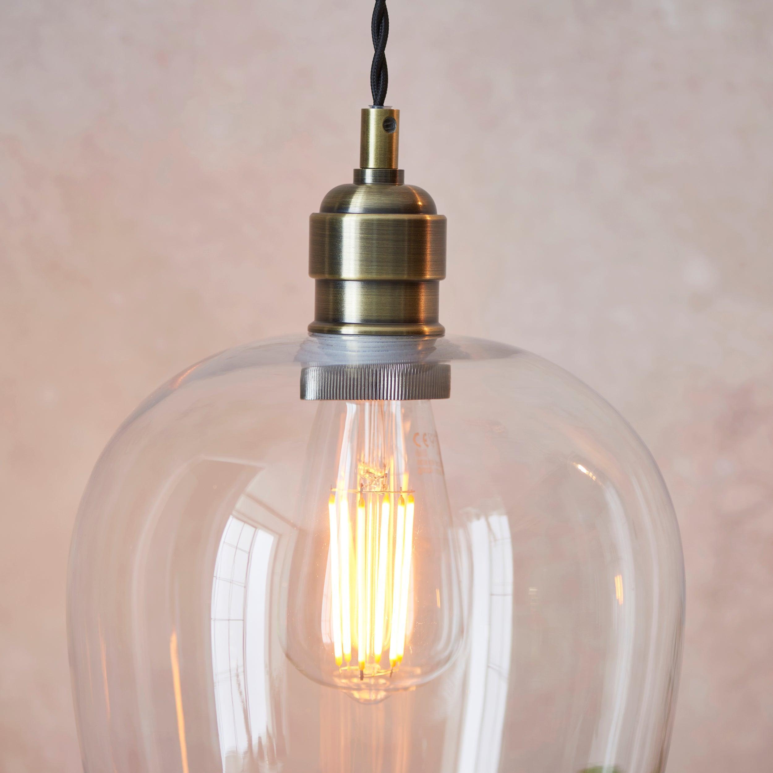 Island Brass & Glass Shade Art Deco Pendant Light-OPEN-BOX-50-040626