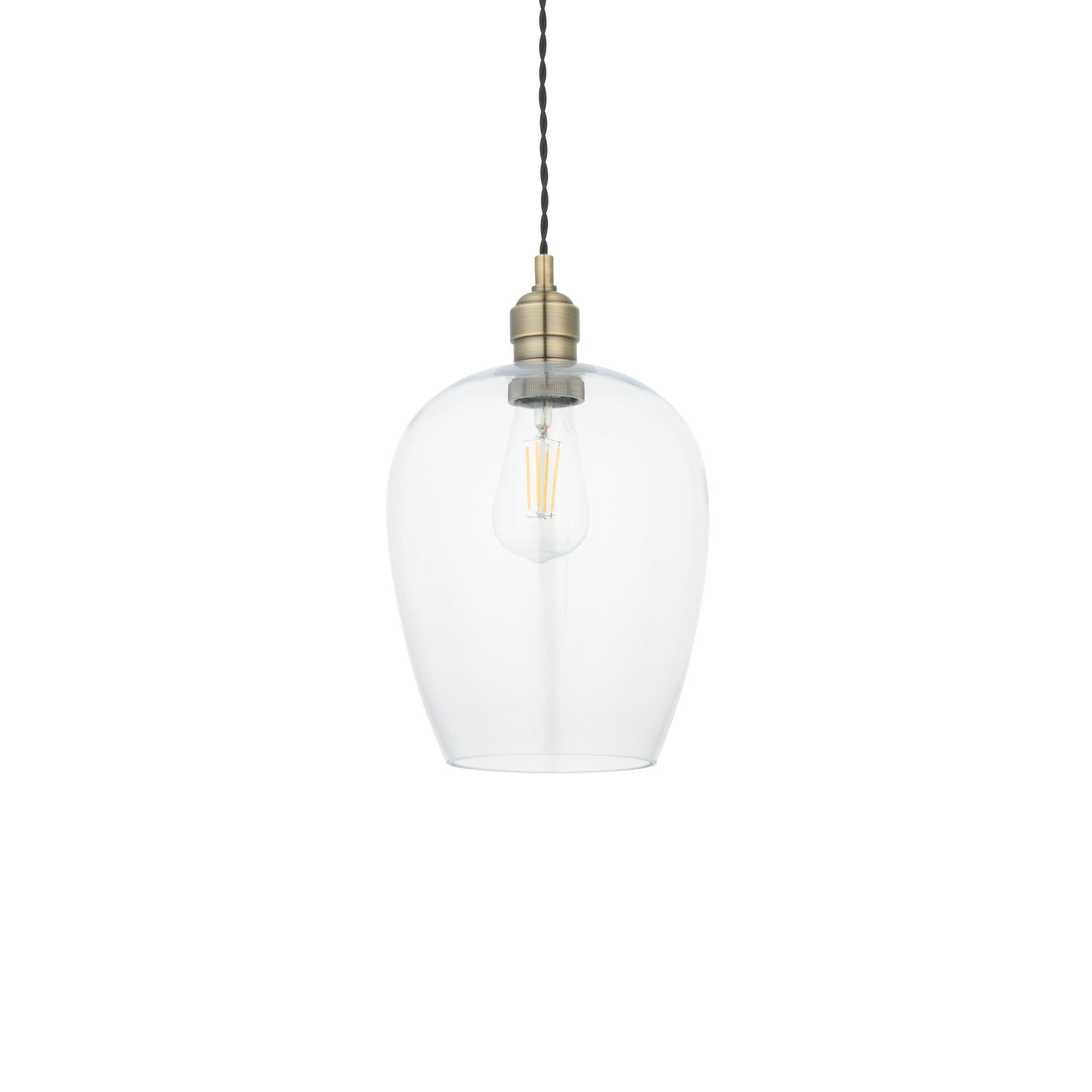 Island Brass & Glass Shade Art Deco Pendant Light-OPEN-BOX-020426