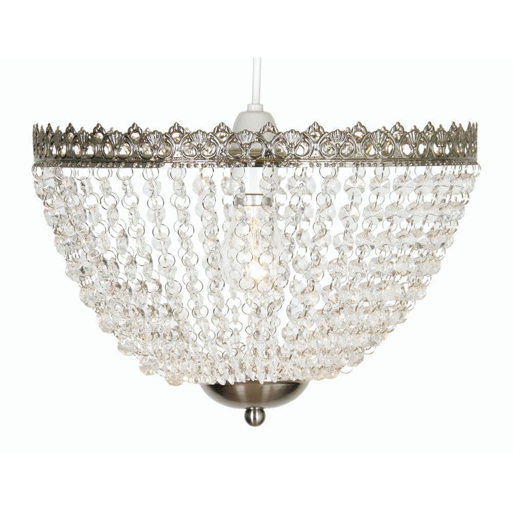Ekon Beaded Glass Satin Nickel Easy Fit Ceiling Lamp Shade-warehouse-clearance-220526