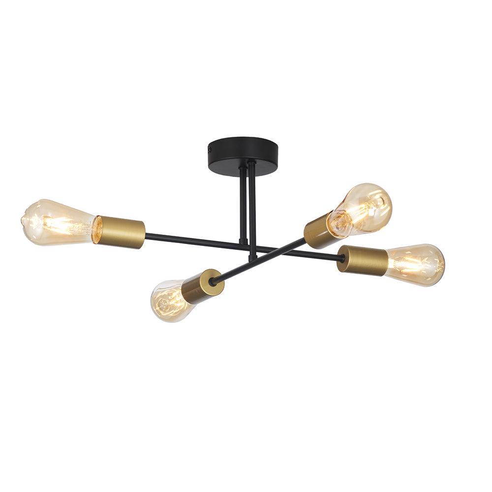 Chanin 4 Light Black & Gold Ceiling Semi Flush living room