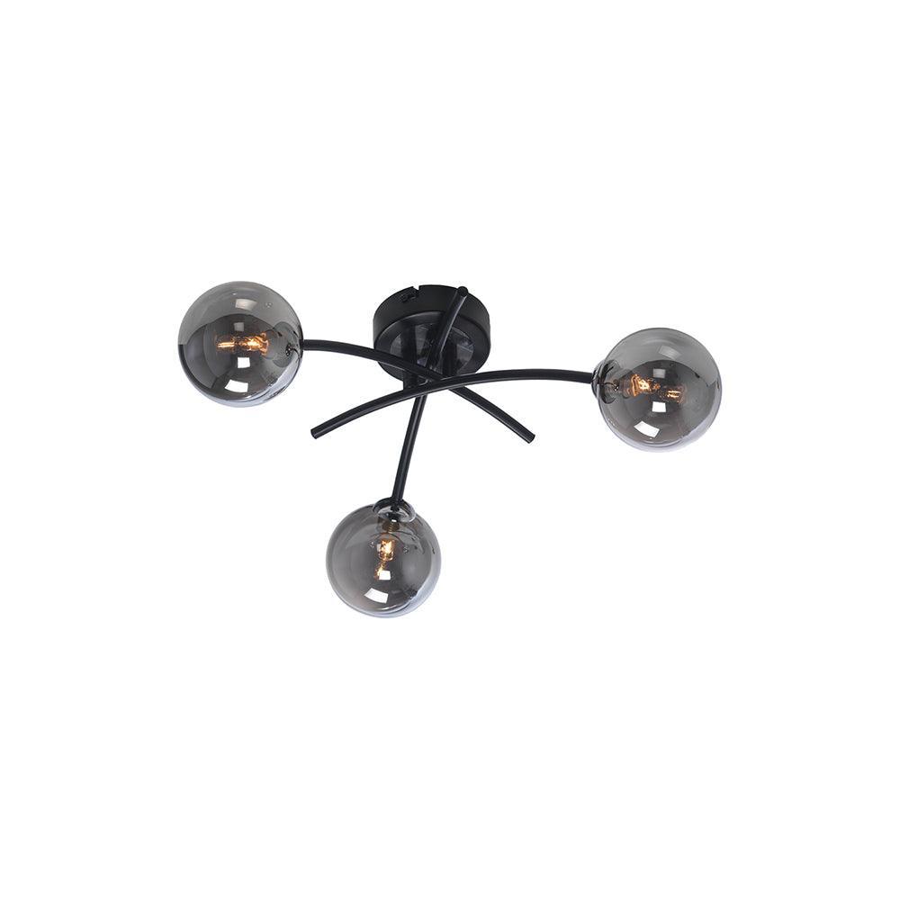 Oaks Marne 3 Light Black Semi Flush Ceiling Light living room shot