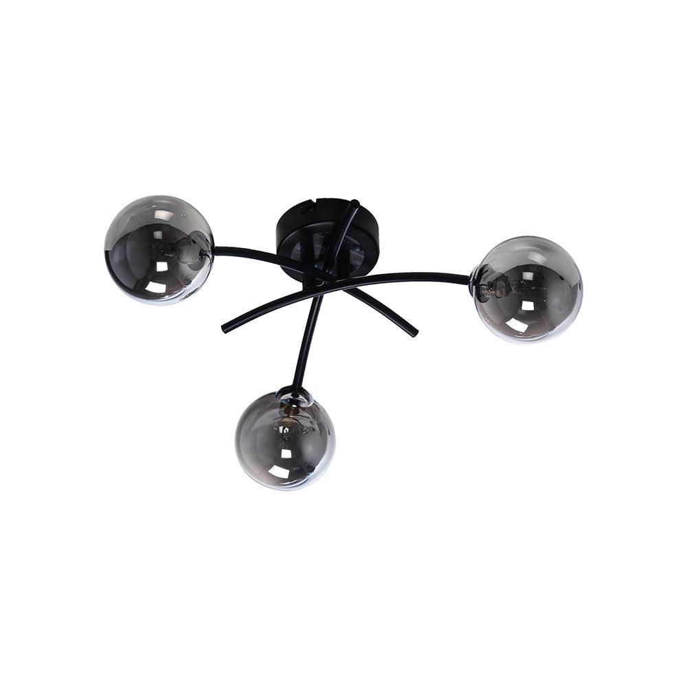 Oaks Marne 3 Light Black Semi Flush Ceiling Light living room shot close up