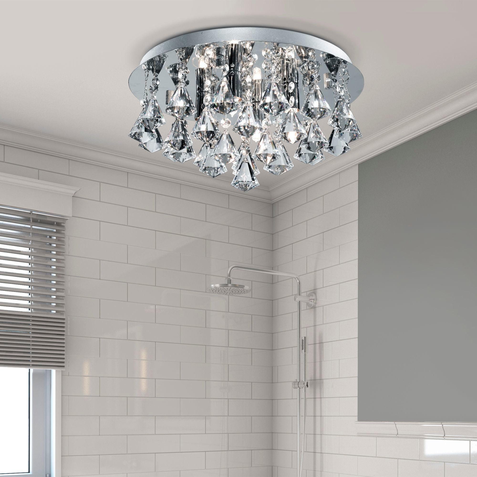 Hanna 4 Light Crystal & Chrome Flush Bathroom Light - 38cm-warehouse-40