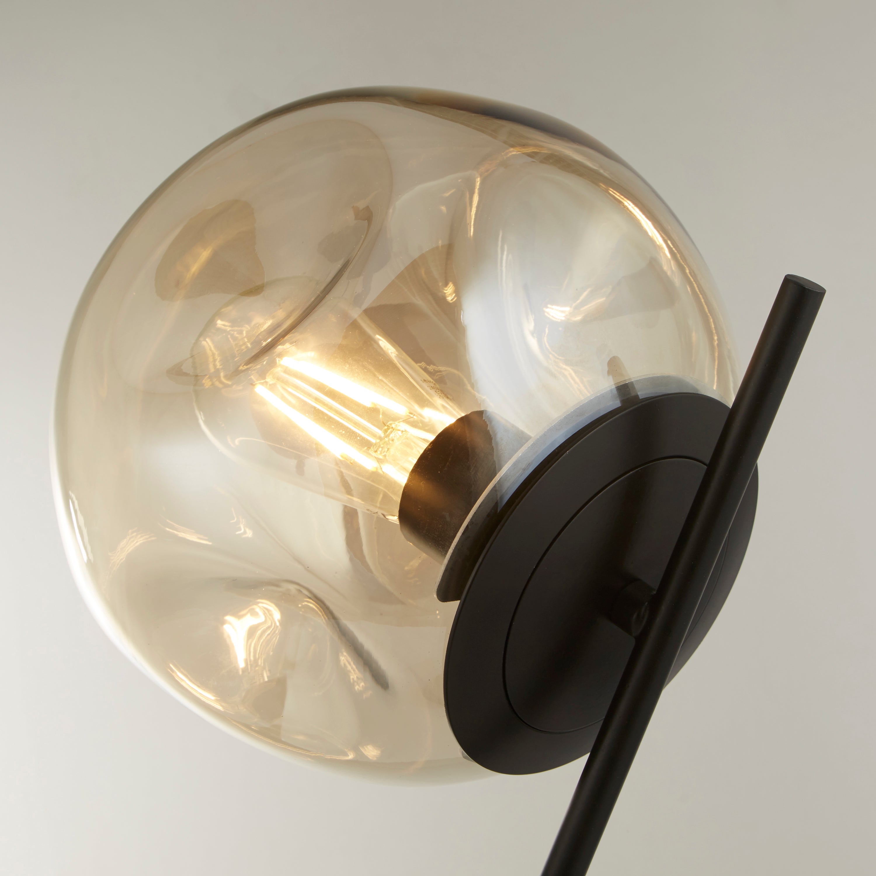 Searchlight Punch Black Table Lamp - Champagne Punched Glass Shade