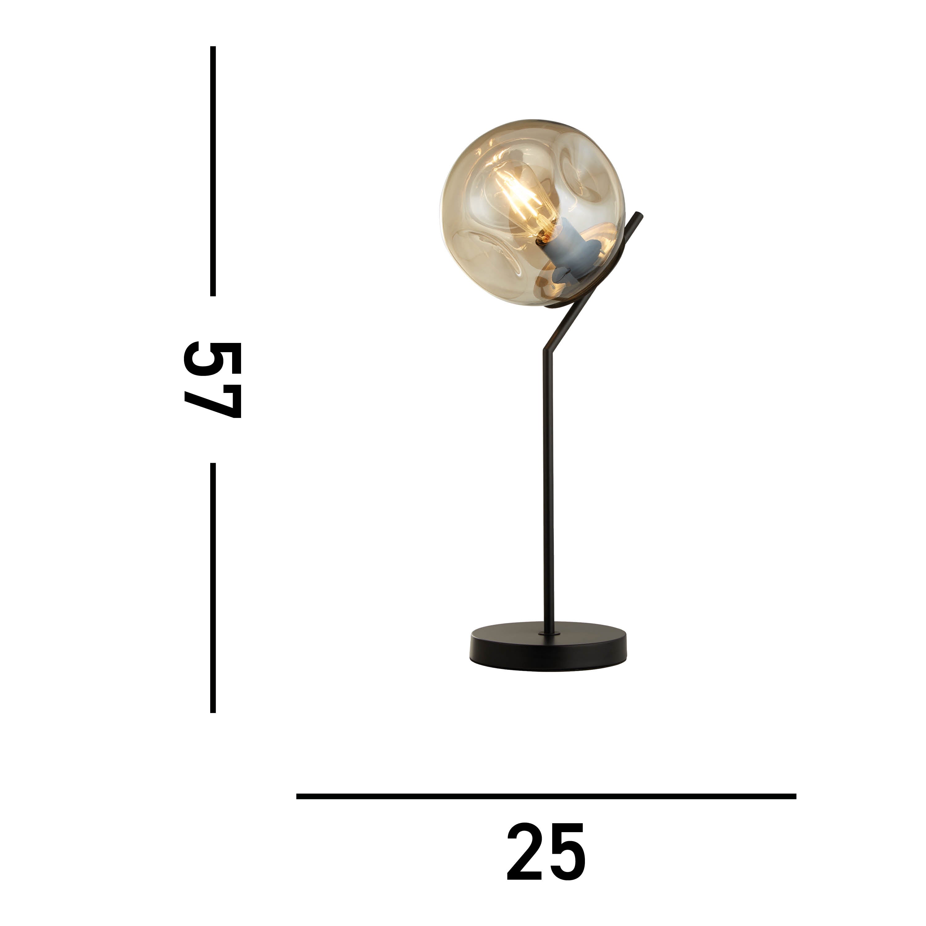 Searchlight Punch Black Table Lamp - Champagne Punched Glass Shade