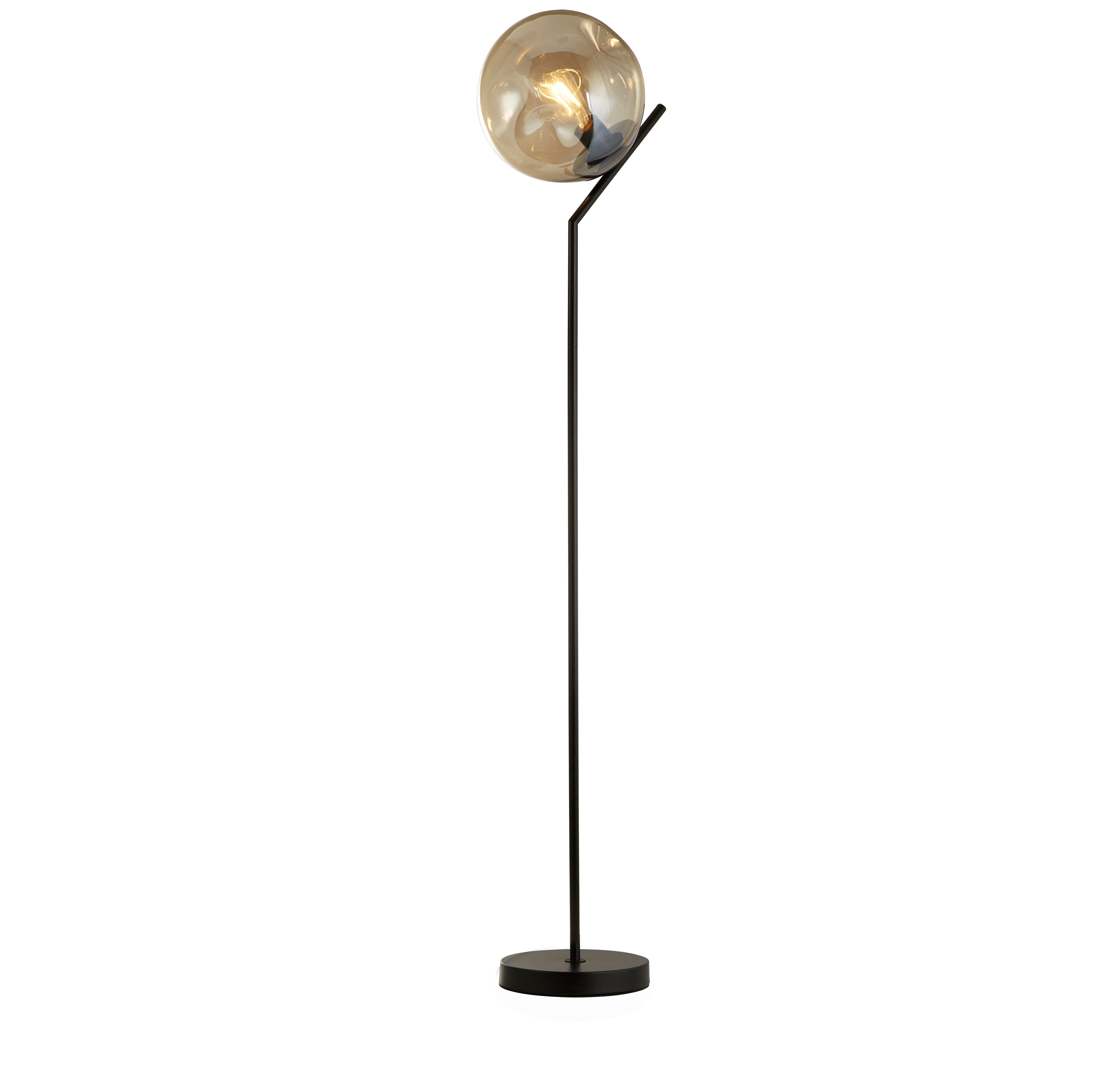 Searchlight Punch Black Floor Lamp - Champagne Punched Glass Shade