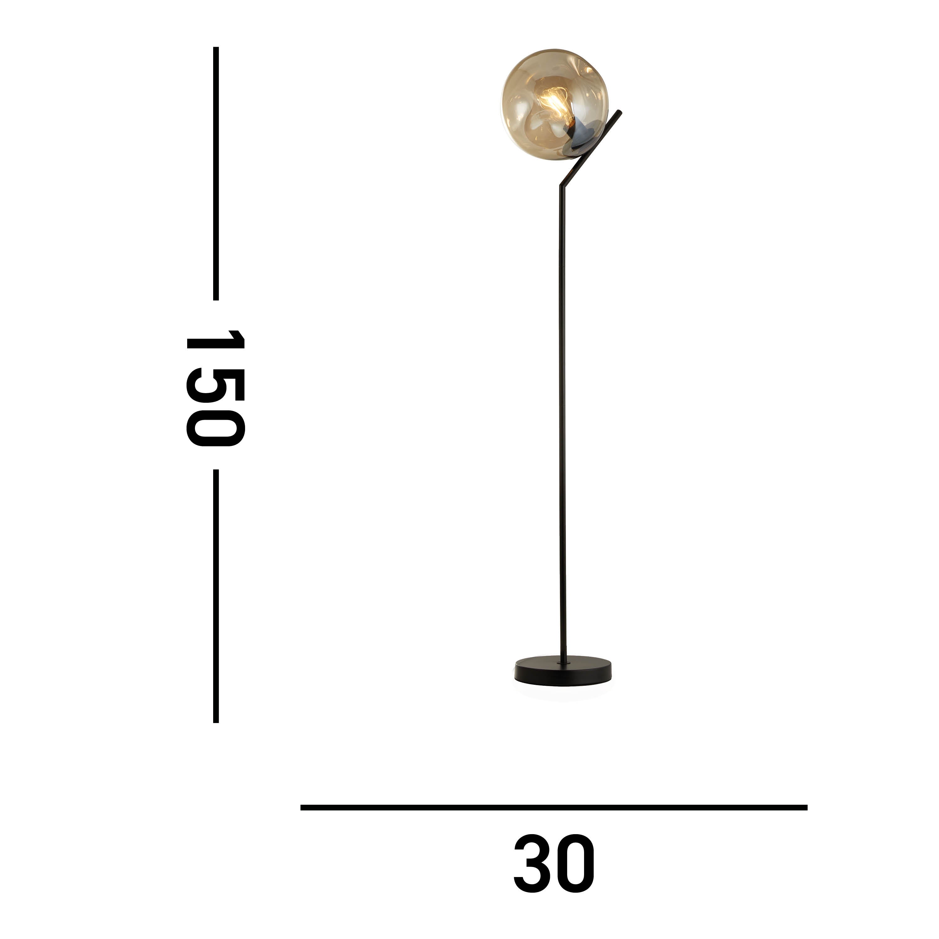 Searchlight Punch Black Floor Lamp - Champagne Punched Glass Shade