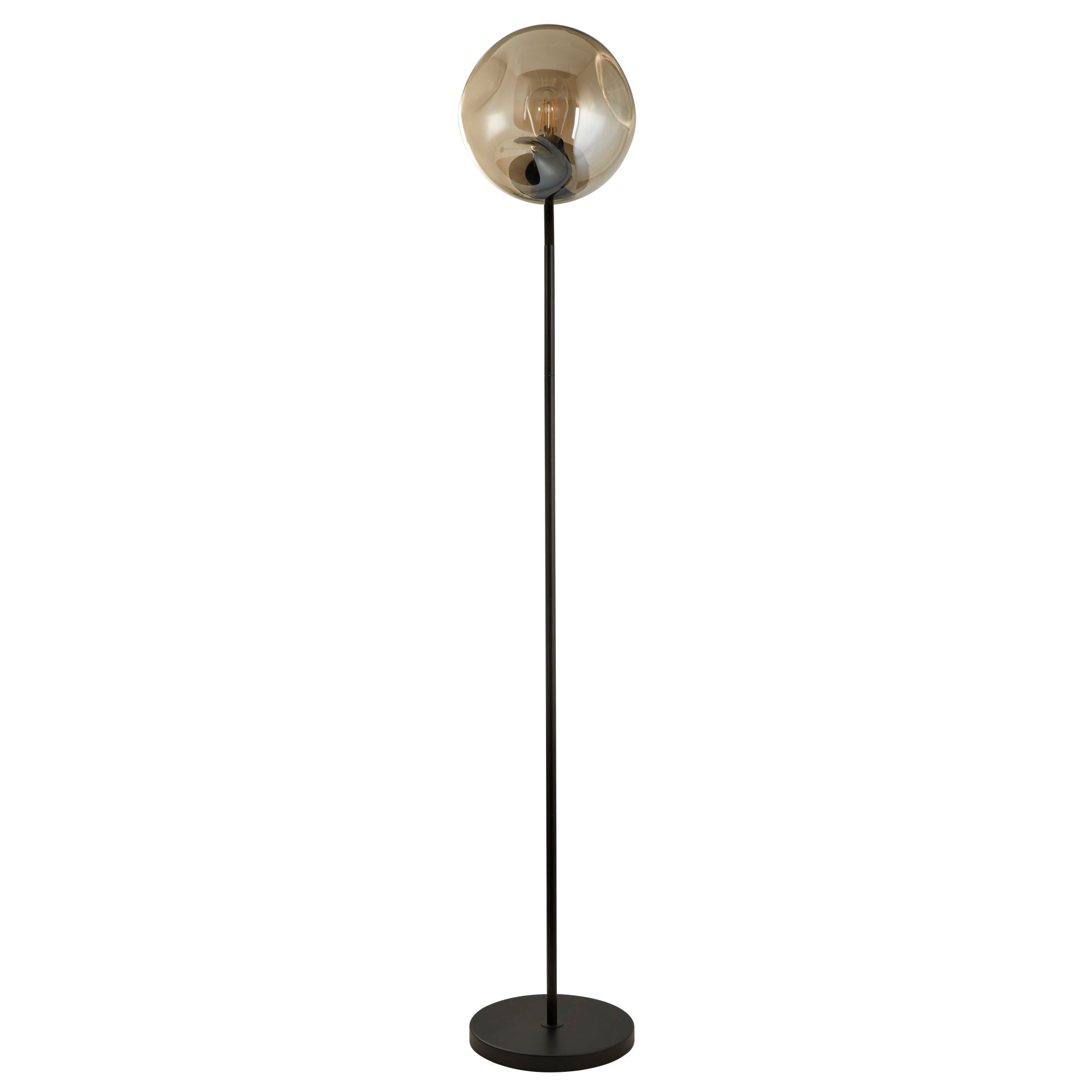 Searchlight Punch Black Floor Lamp - Champagne Punched Glass Shade