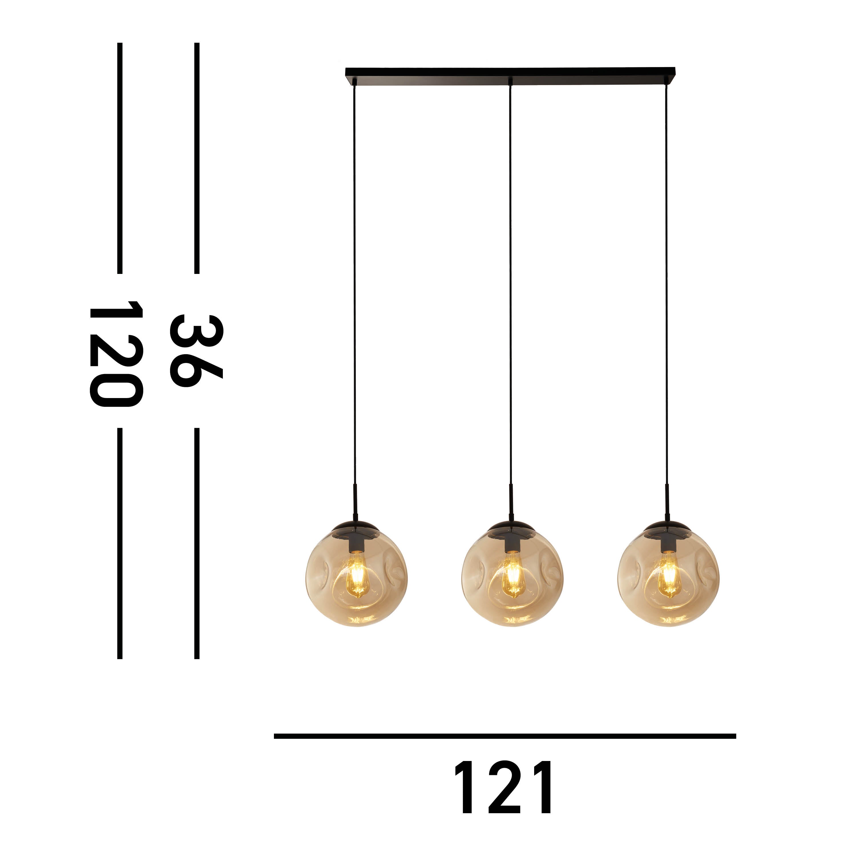 Searchlight Punch Black 3 Light Bar Pendant With Champagne Punched Glass Shade