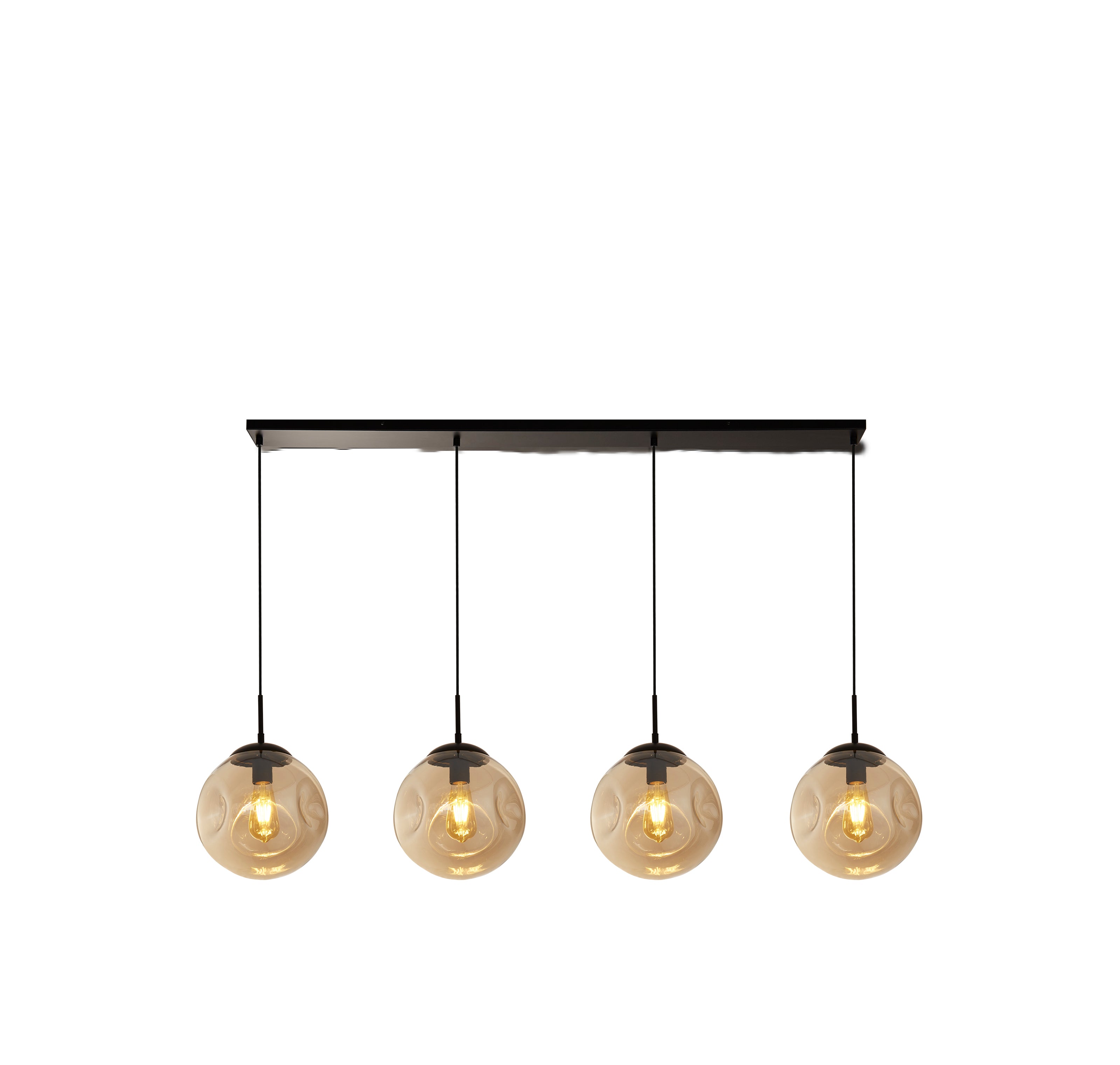 Searchlight Punch Black 4 Light Bar Pendant With Champagne Punched Glass Shade