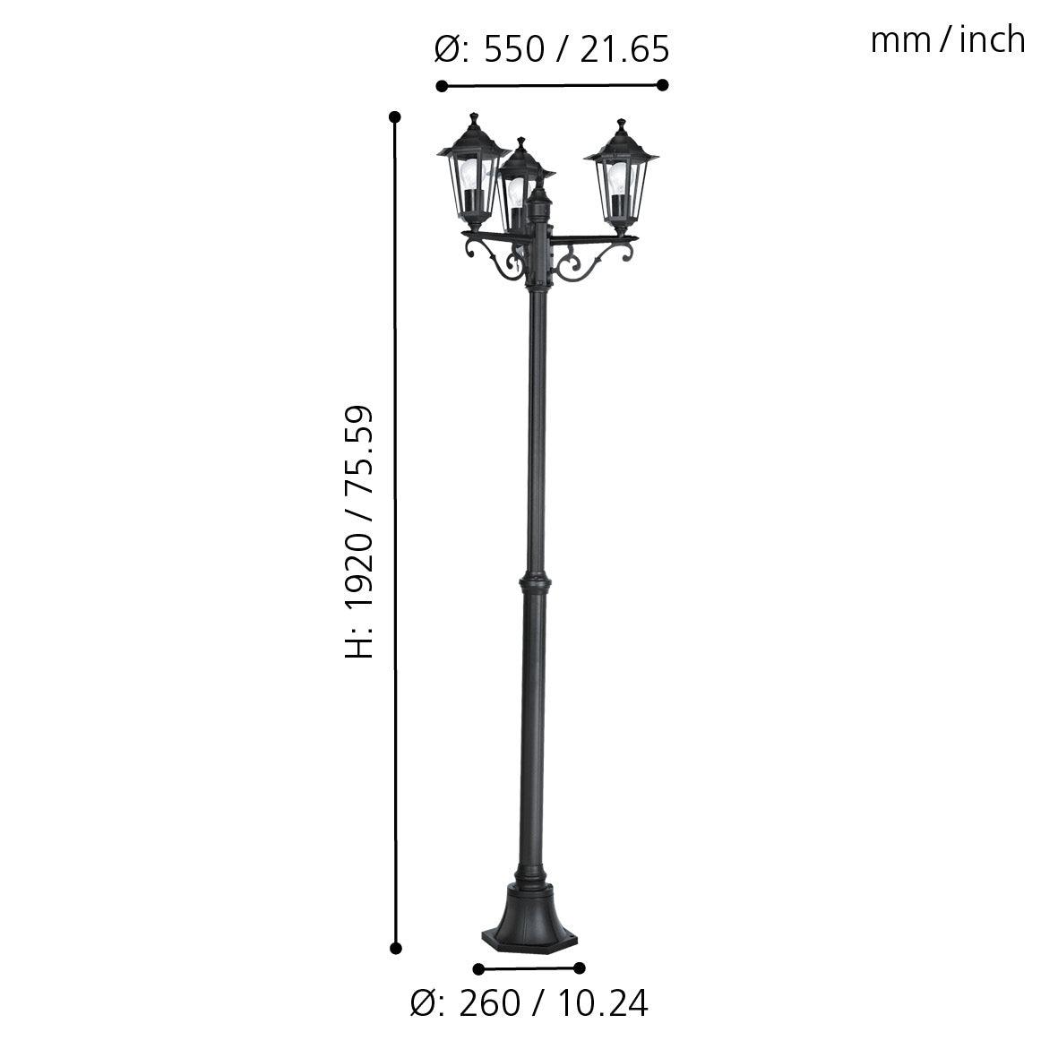 eglo laterna 4 black 3 light outdoor pathway lamp post ip44 Kitchen Lighting Close Up