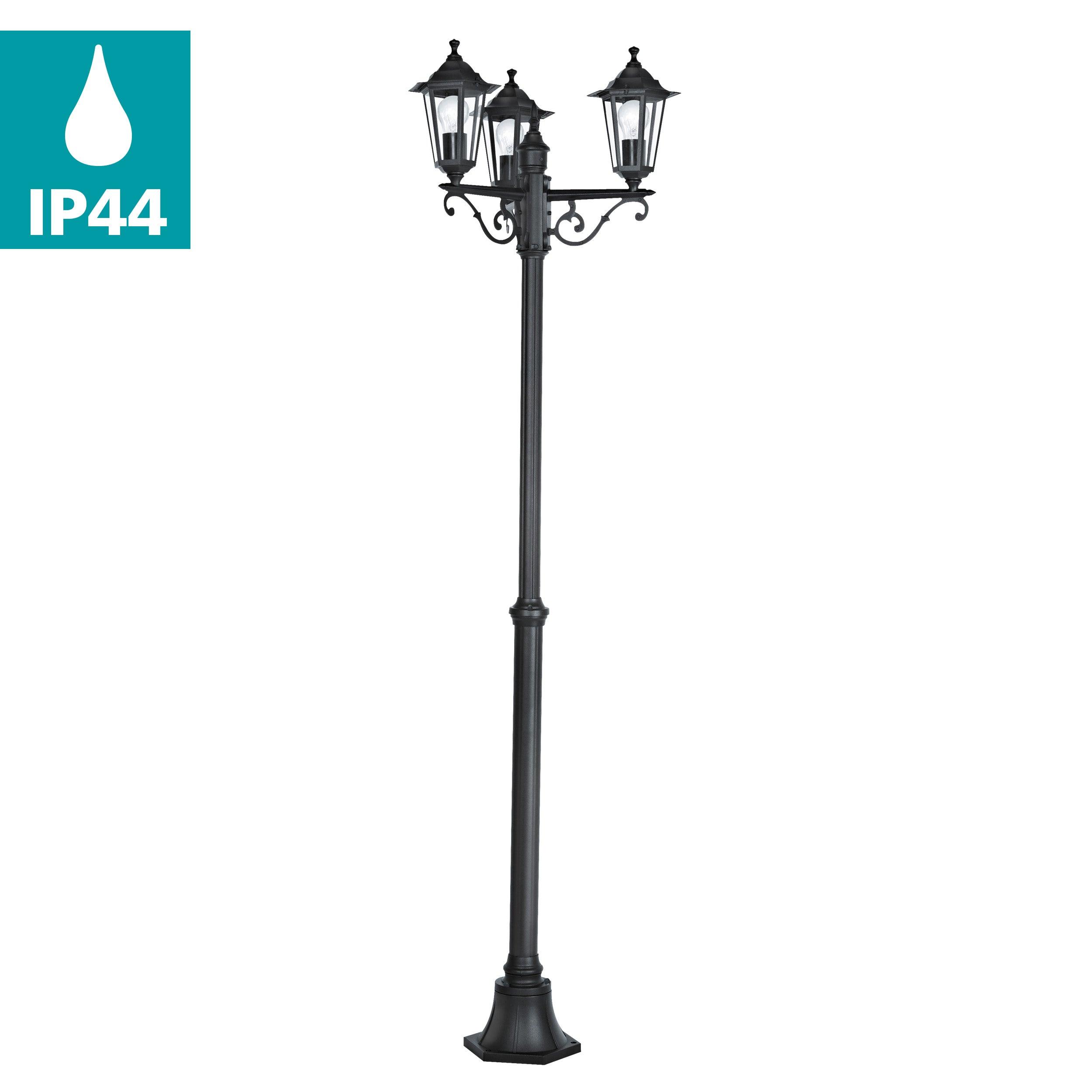 eglo laterna 4 black 3 light outdoor pathway lamp post ip44 hallway lighting