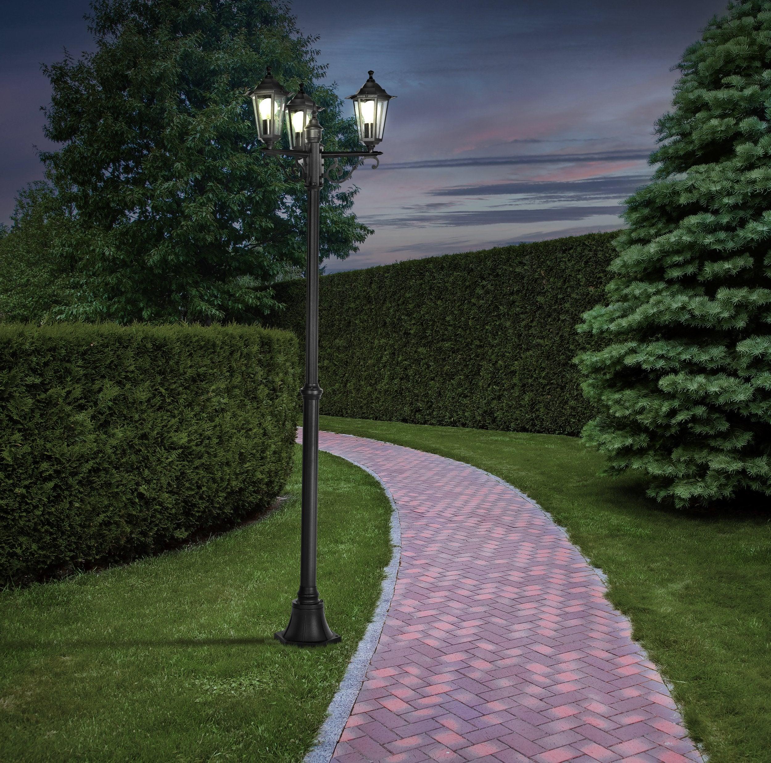eglo laterna 4 black 3 light outdoor pathway lamp post ip44