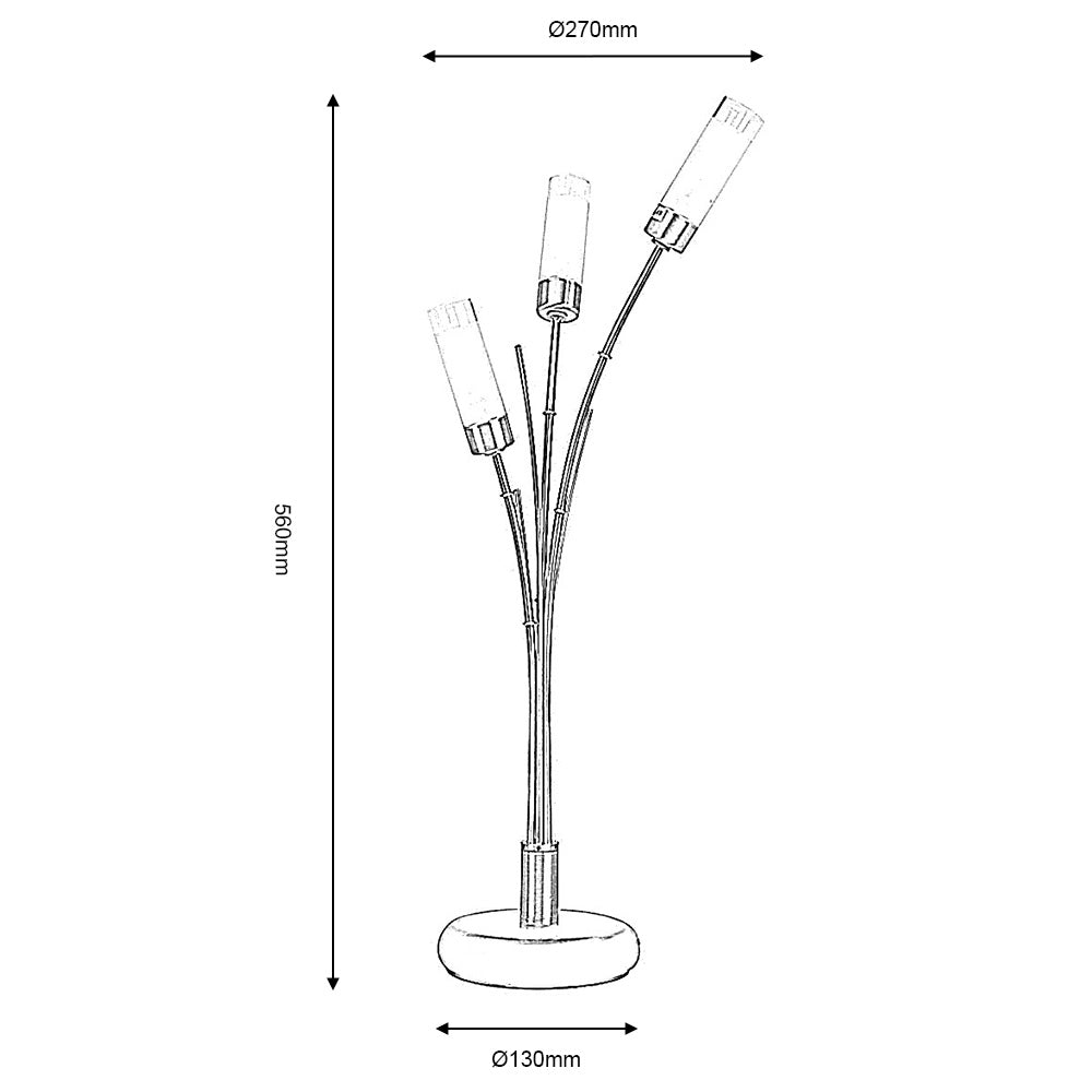 Oaks Oslo 3 Light Antique Chrome Table Lamp — close-up detail