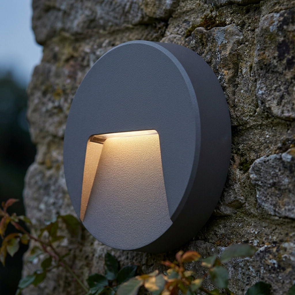 Severus Grey Round Outdoor Wall Light IP65 2.8W - CCT-warehouse-091026