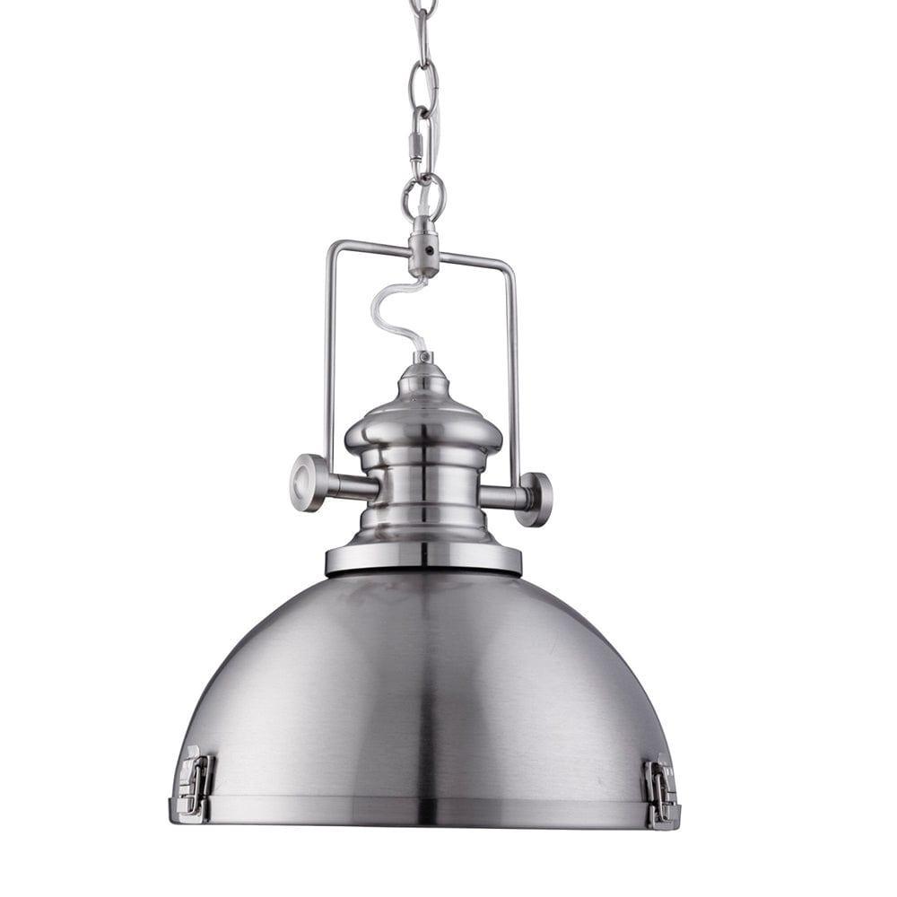 Louisiana Industrial 1 Light Satin Silver Ceiling Pendant-clearance