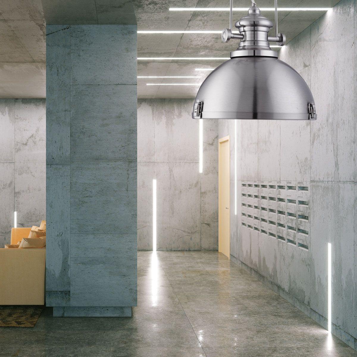 Louisiana Industrial 1 Light Satin Silver Ceiling Pendant-warehouse-40