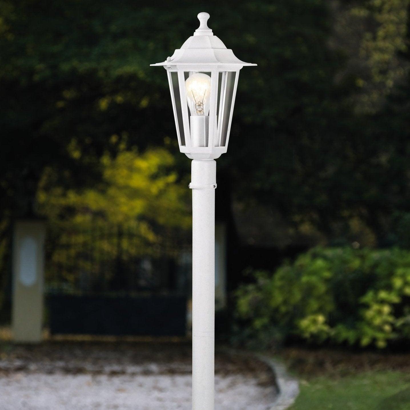 eglo laterna 5 white aluminium outdoor pathway lamp post ip44