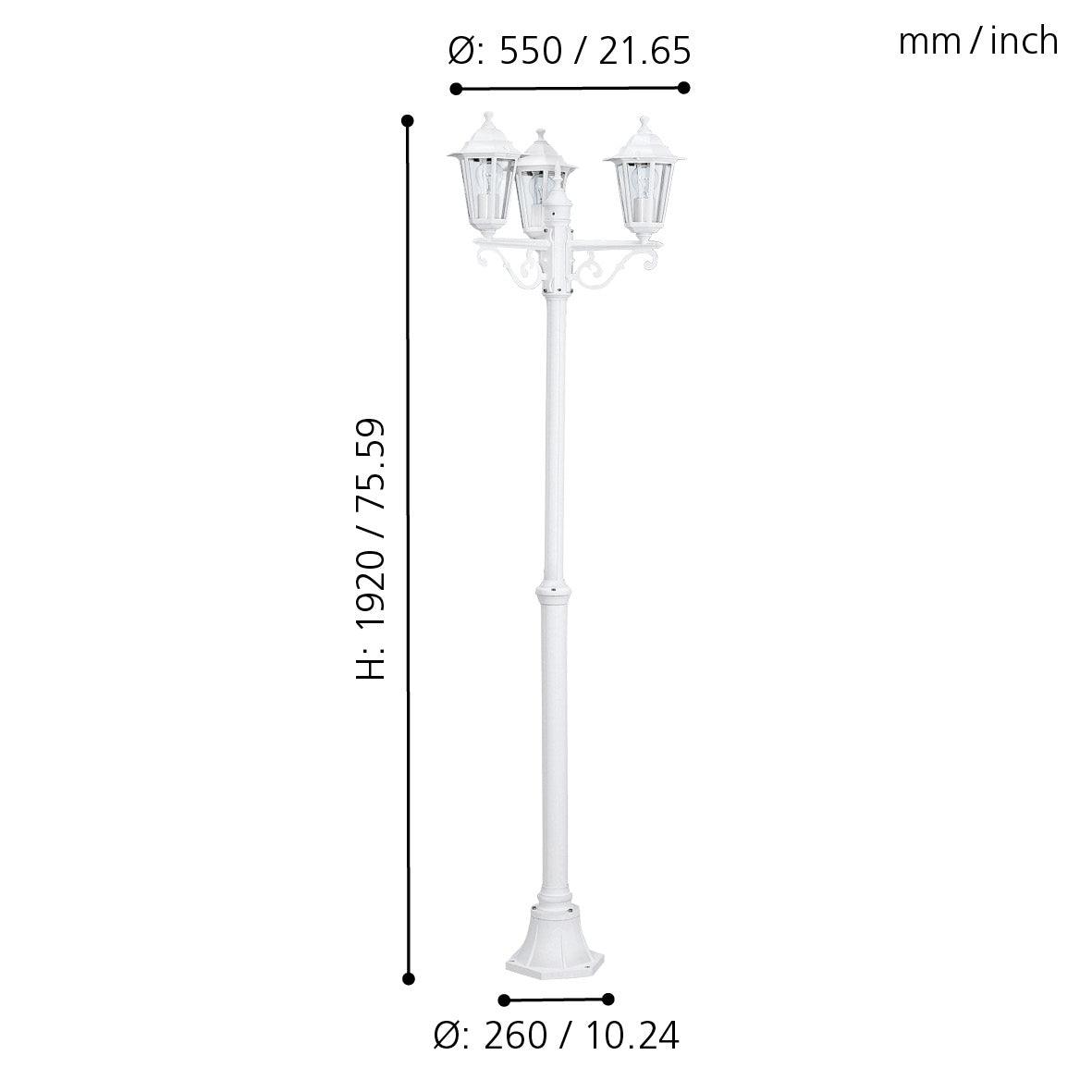 eglo laterna 5 white 3 light outdoor pathway lamp post ip44 living room close up