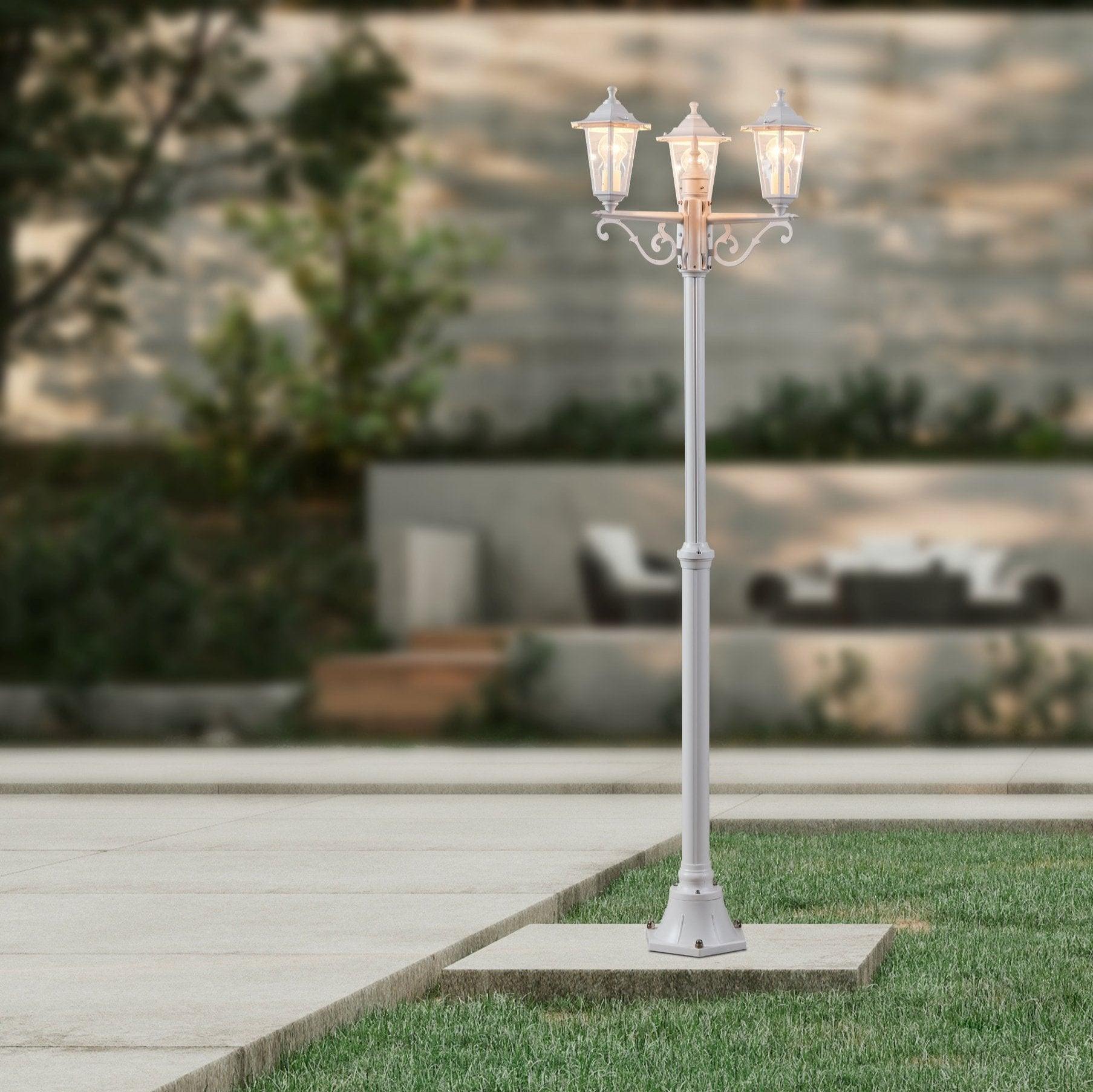 eglo laterna 5 white 3 light outdoor pathway lamp post ip44