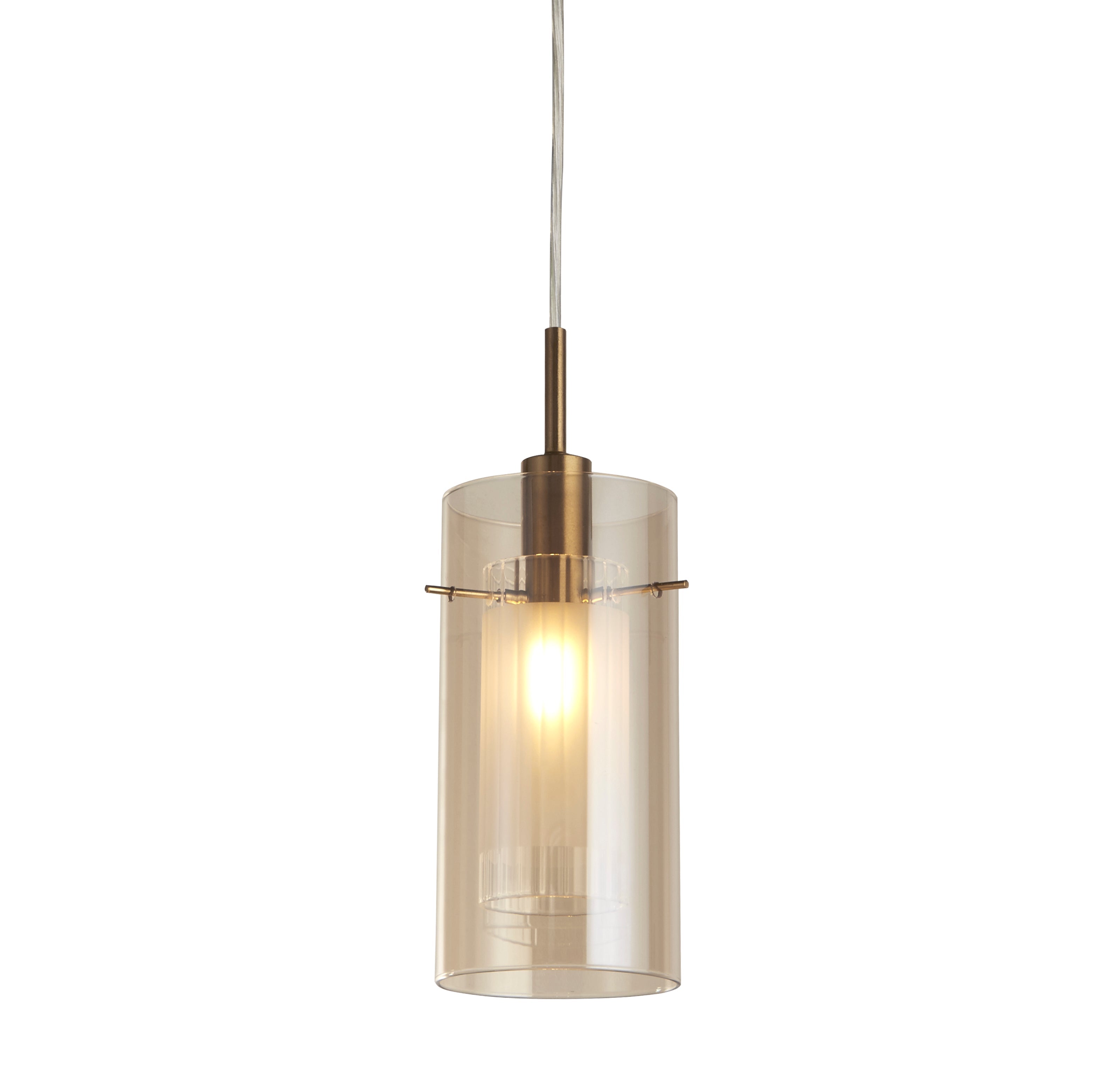 Searchlight Duo III Bronze Pendant With Champagne Glass Shade-WAREHOUSE-40-250626