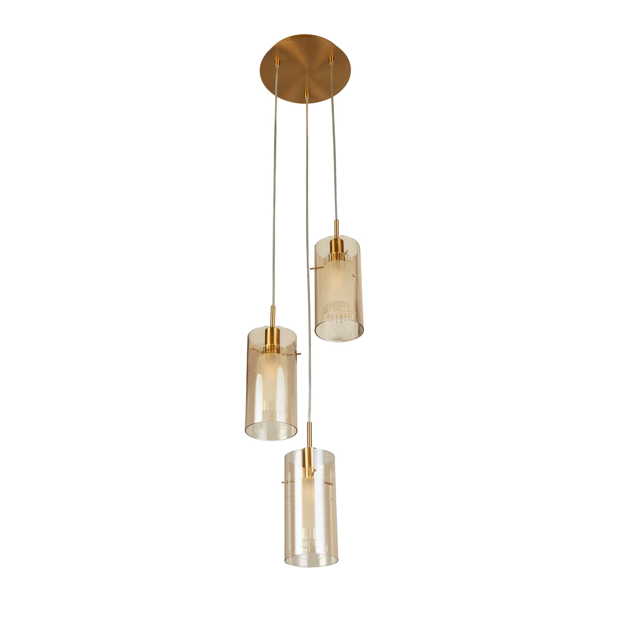Searchlight Duo III Bronze 3 Light Multi-Drop Pendant With Champagne Glass Shade-warehouse-180926