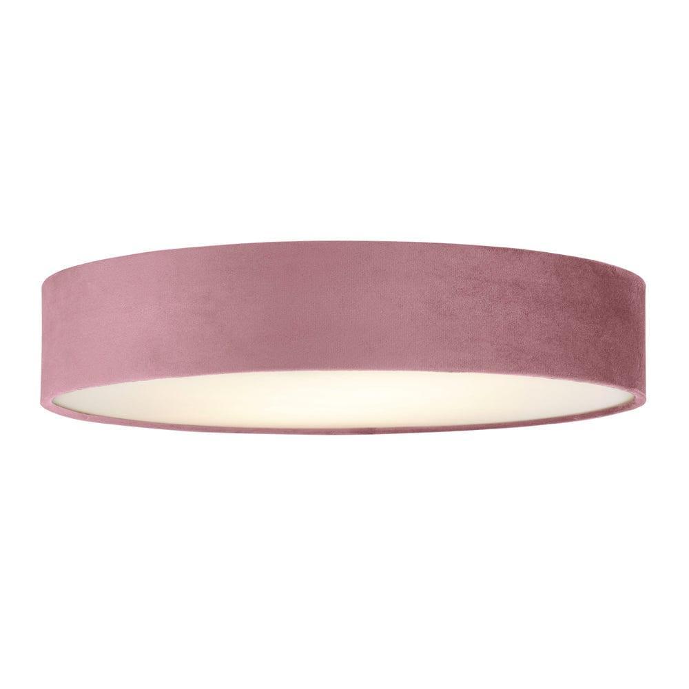 Searchlight Drum 3 Light Ceiling Flush - Pink Velvet Shade-warehouse-180926