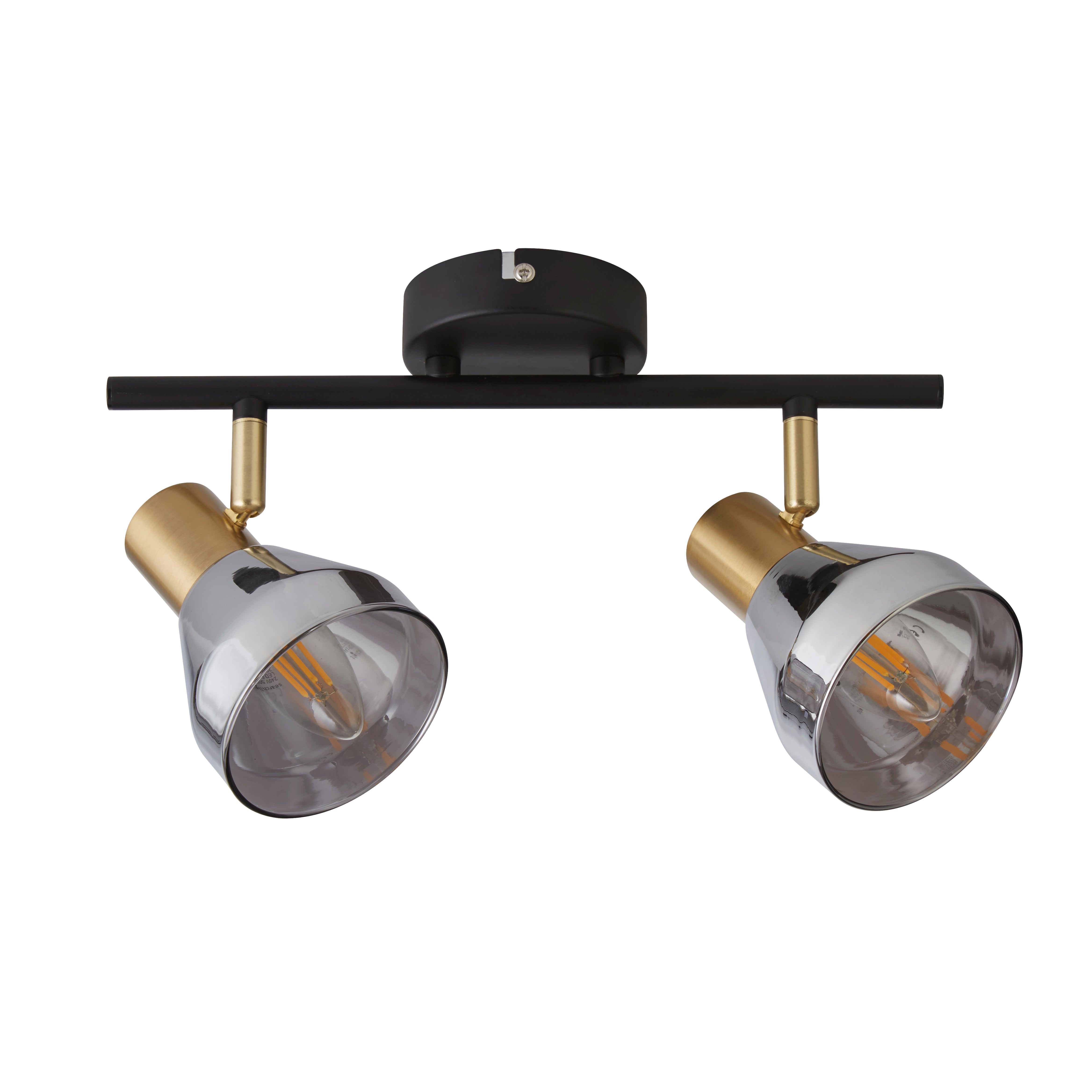 Searchlight Westminster 2 Light Black & Brass Spotlight