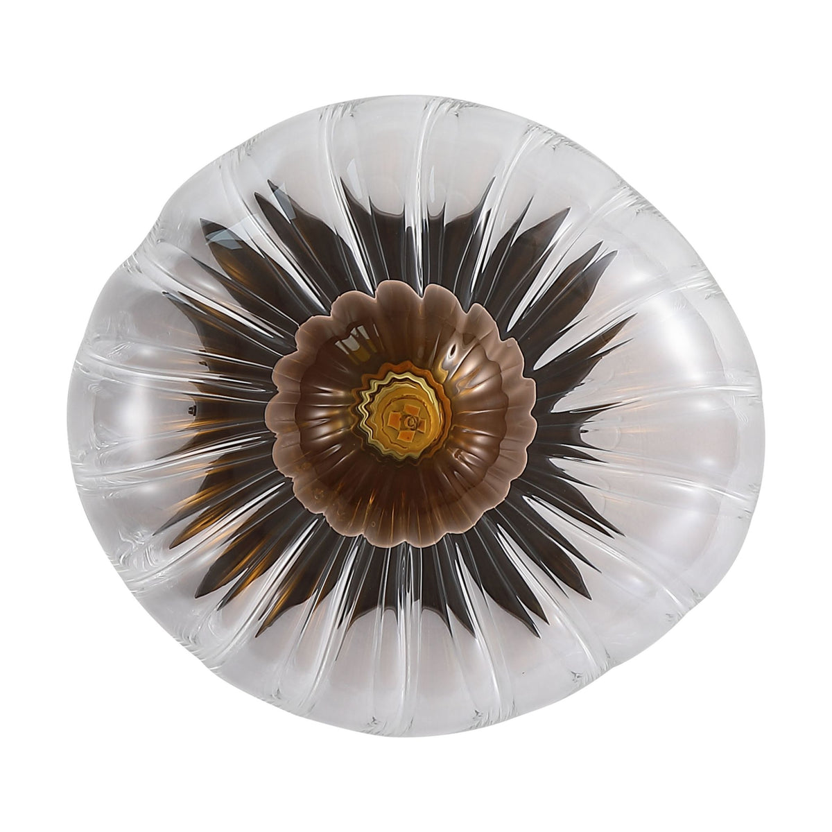 Sunbeam matt black single wall light unlit with clear and amber ribbed glass sunburst disc
