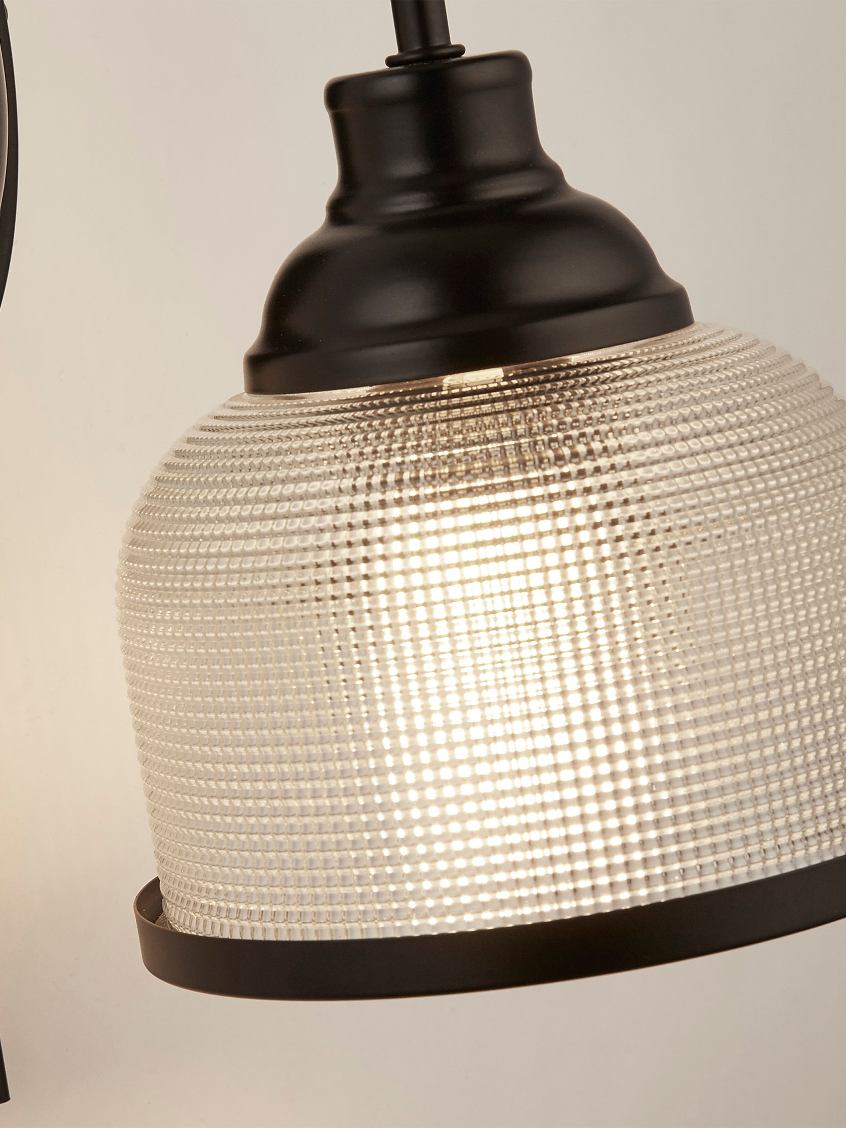 Searchlight Highworth Black Wall Light - Holophane Glass Shade-WAREHOUSE-40-200326