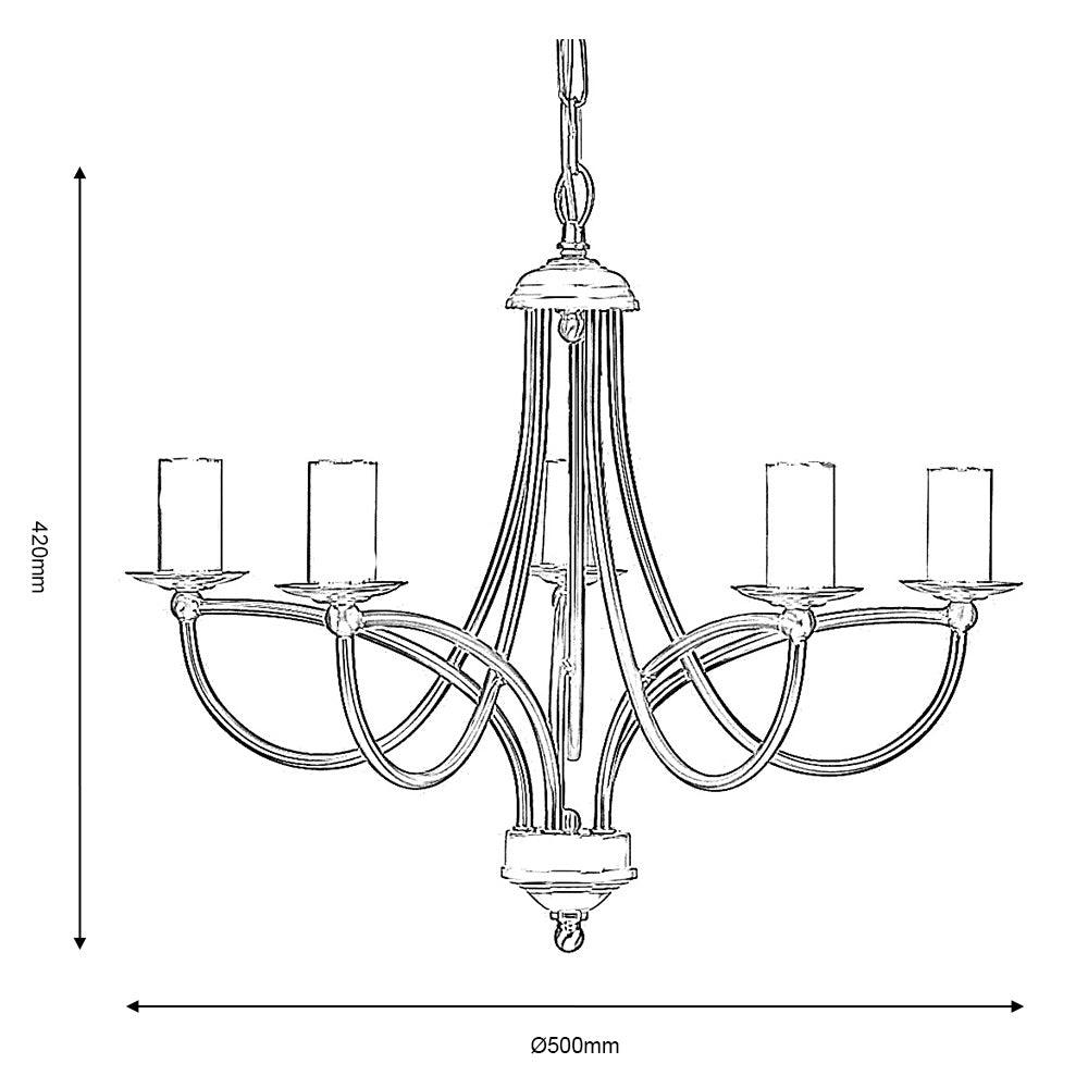 Oaks Loop Antique Chrome 5 Light Chandelier