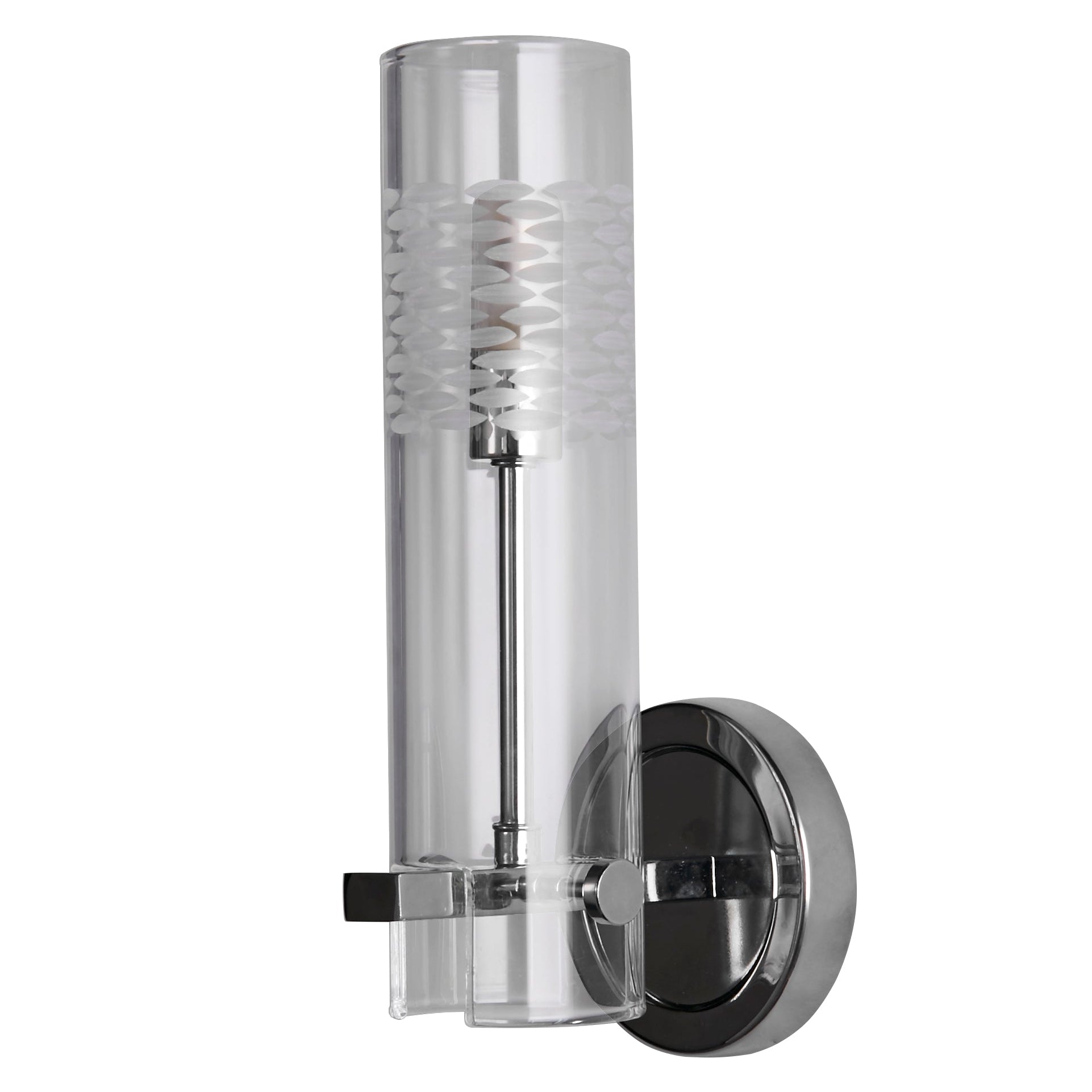 Searchlight Scope Chrome Bathroom Wall Light - Clear Etched Glass