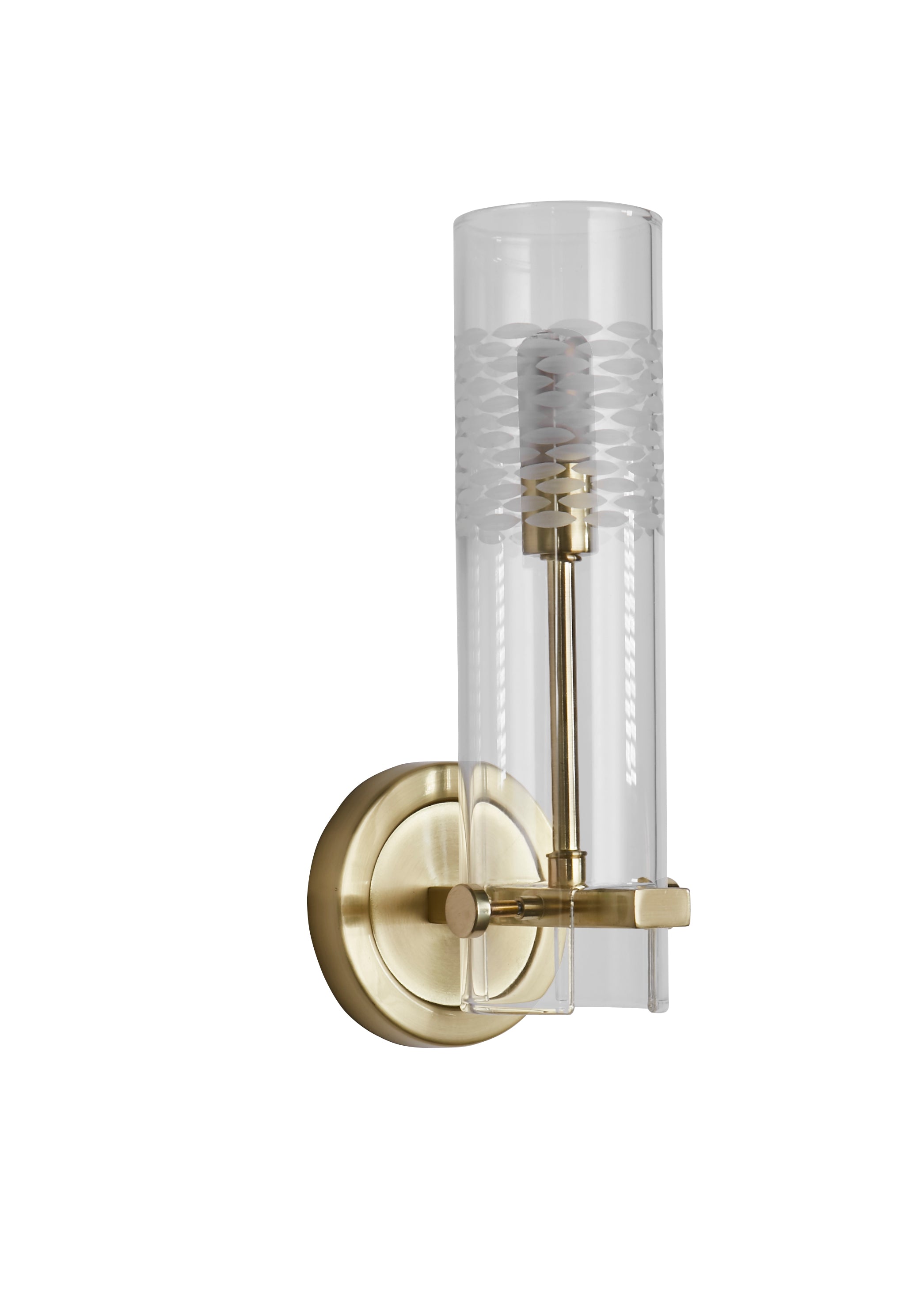 Searchlight Scope Brass Bathroom Wall Light - Clear Etched Glass