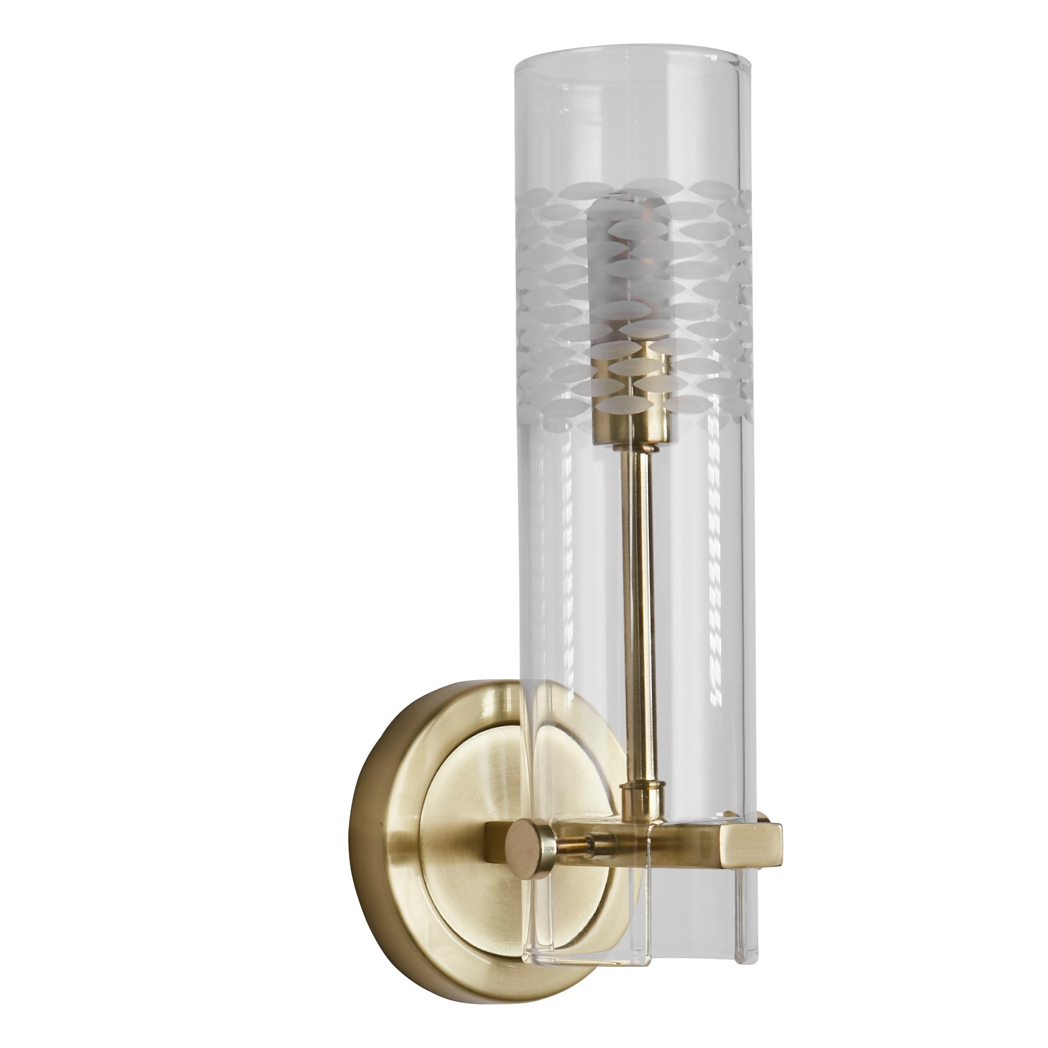 Searchlight Scope Brass Bathroom Wall Light - Clear Etched Glass