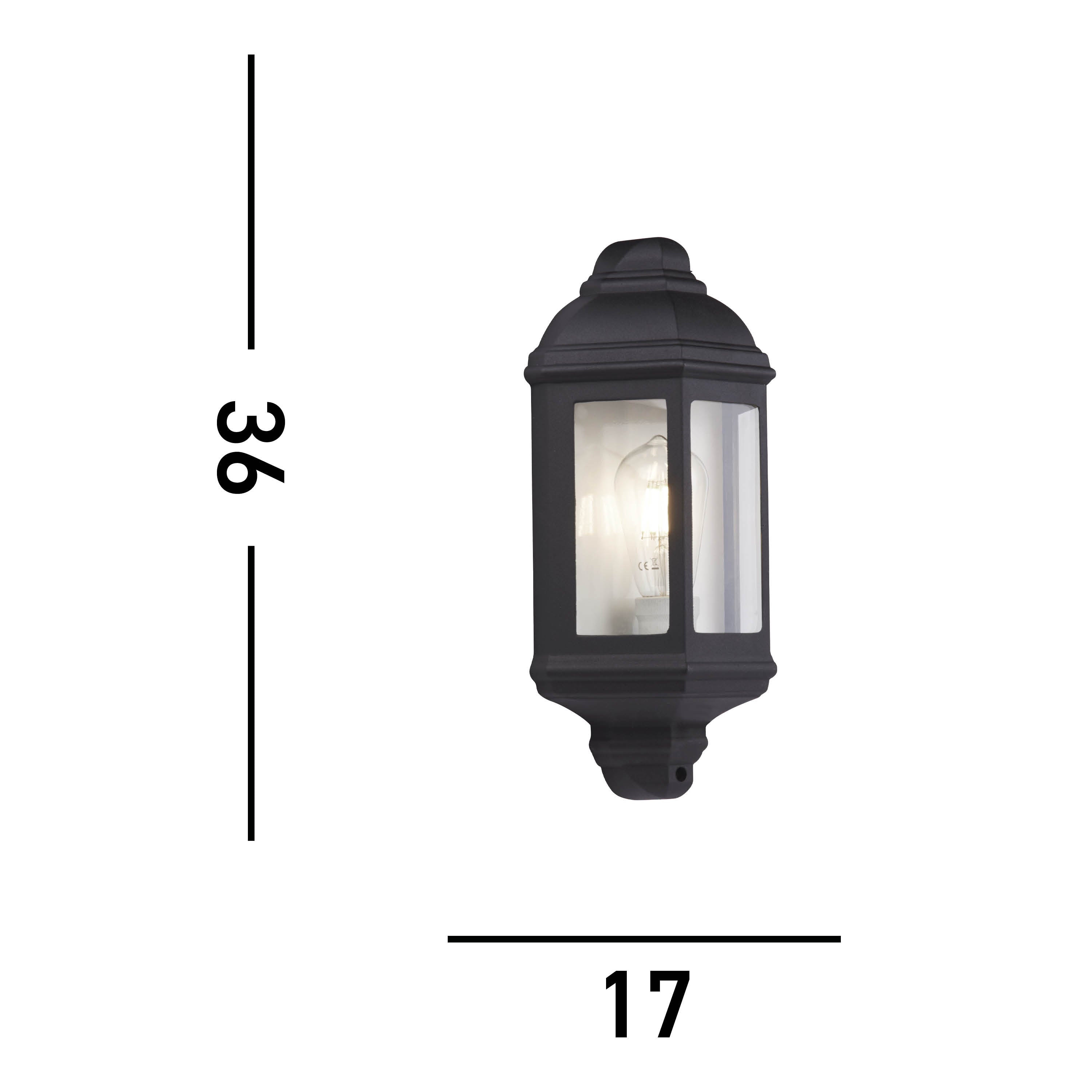 Searchlight Maine Black Outdoor Wall Light - IP44