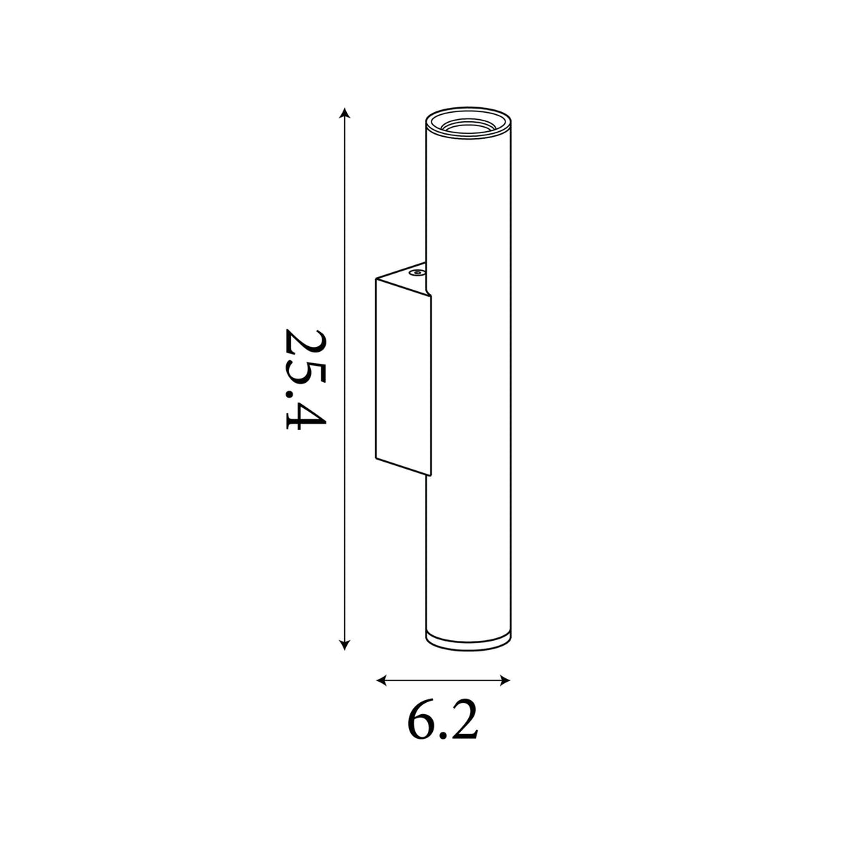 Dimension diagram of the Beacon, Gold, Wall Light - Up/Down Lighting showing height and width measurements in centimetres.
