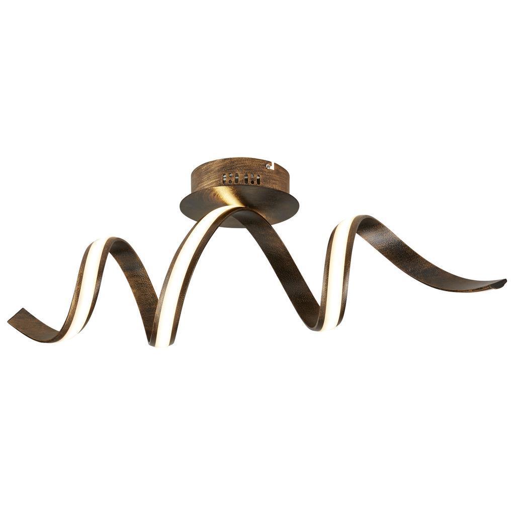Ribbon LED Twist Ribbon Brown/Gold Flush Ceiling Light Living Room Image 1