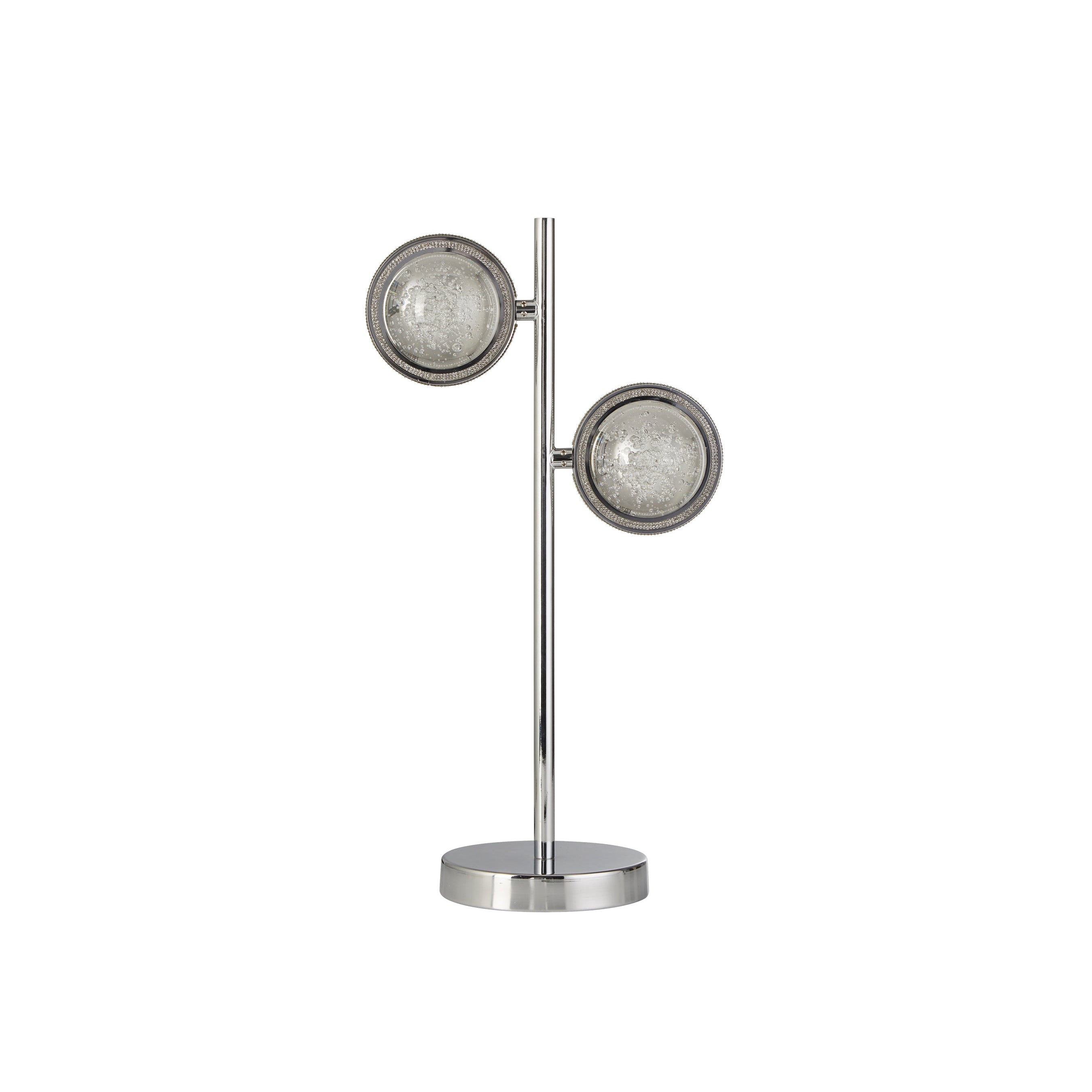 Searchlight Quartz 2 Light Chrome Table Lamp