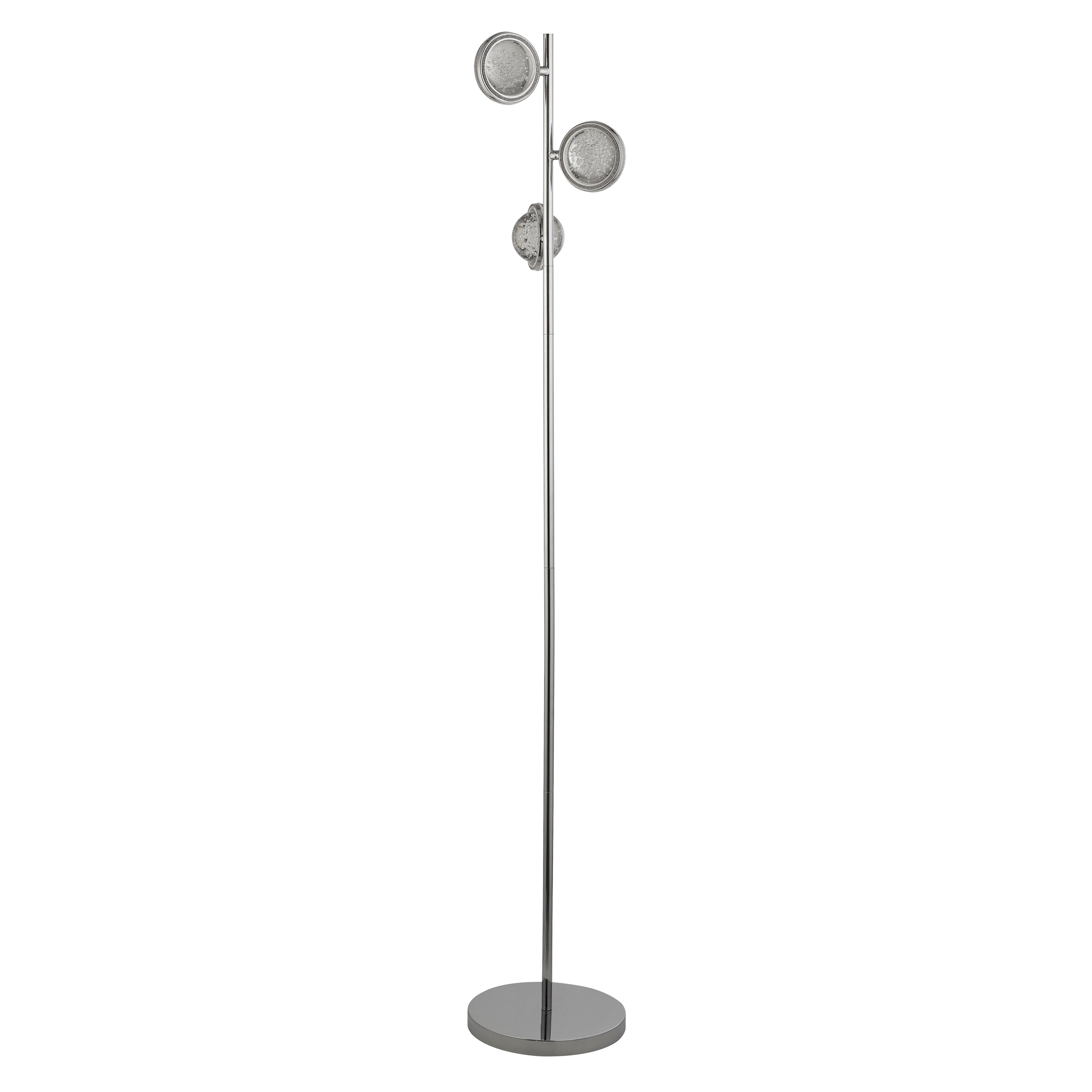 Searchlight Quartz 3 Light Chrome Floor Lamp - Bubble Glass