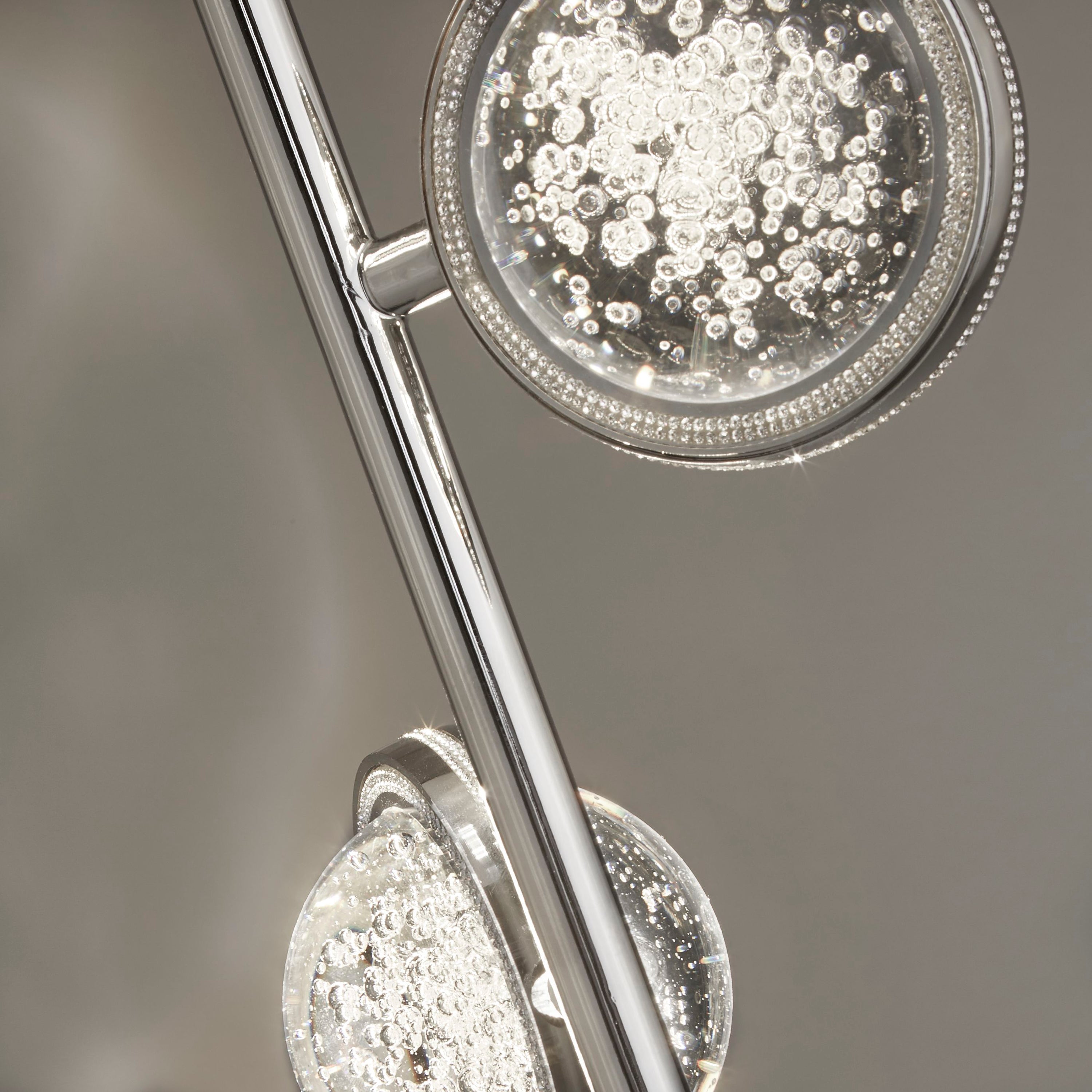 Searchlight Quartz 3 Light Chrome Floor Lamp - Bubble Glass