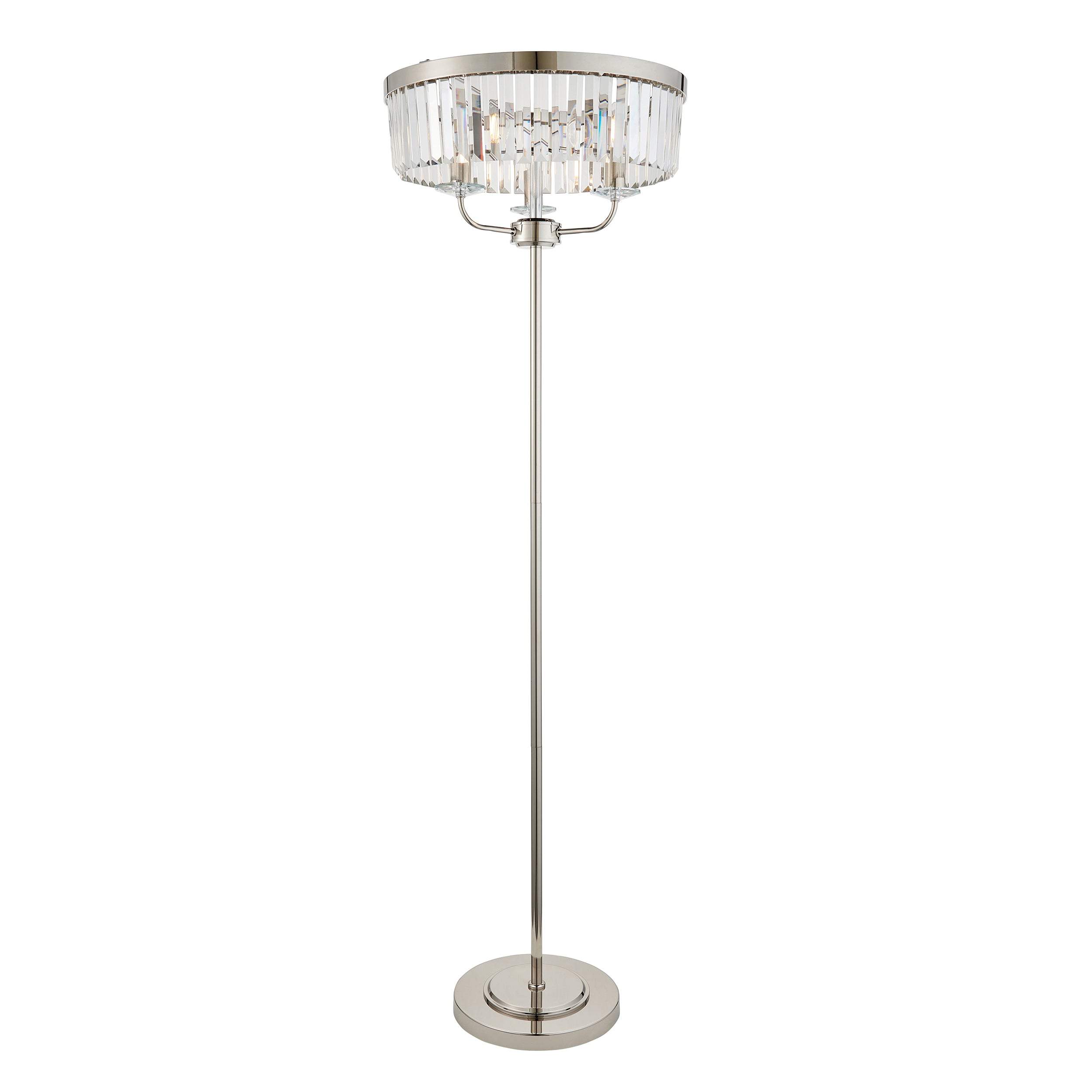 Ealing 3 Light Round Nickel & Clear Cut Glass Floor Lamp