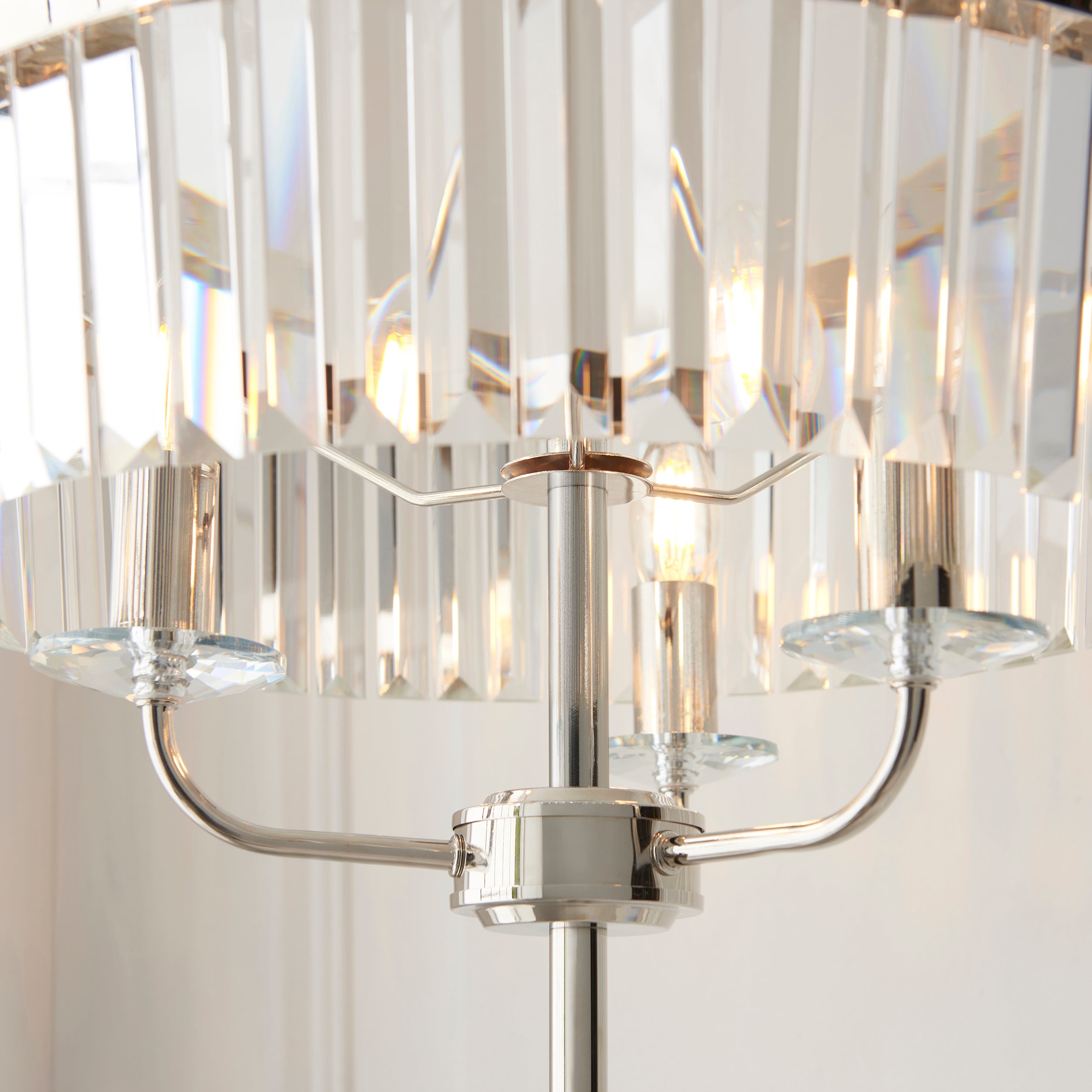 Ealing 3 Light Round Nickel & Clear Cut Glass Floor Lamp